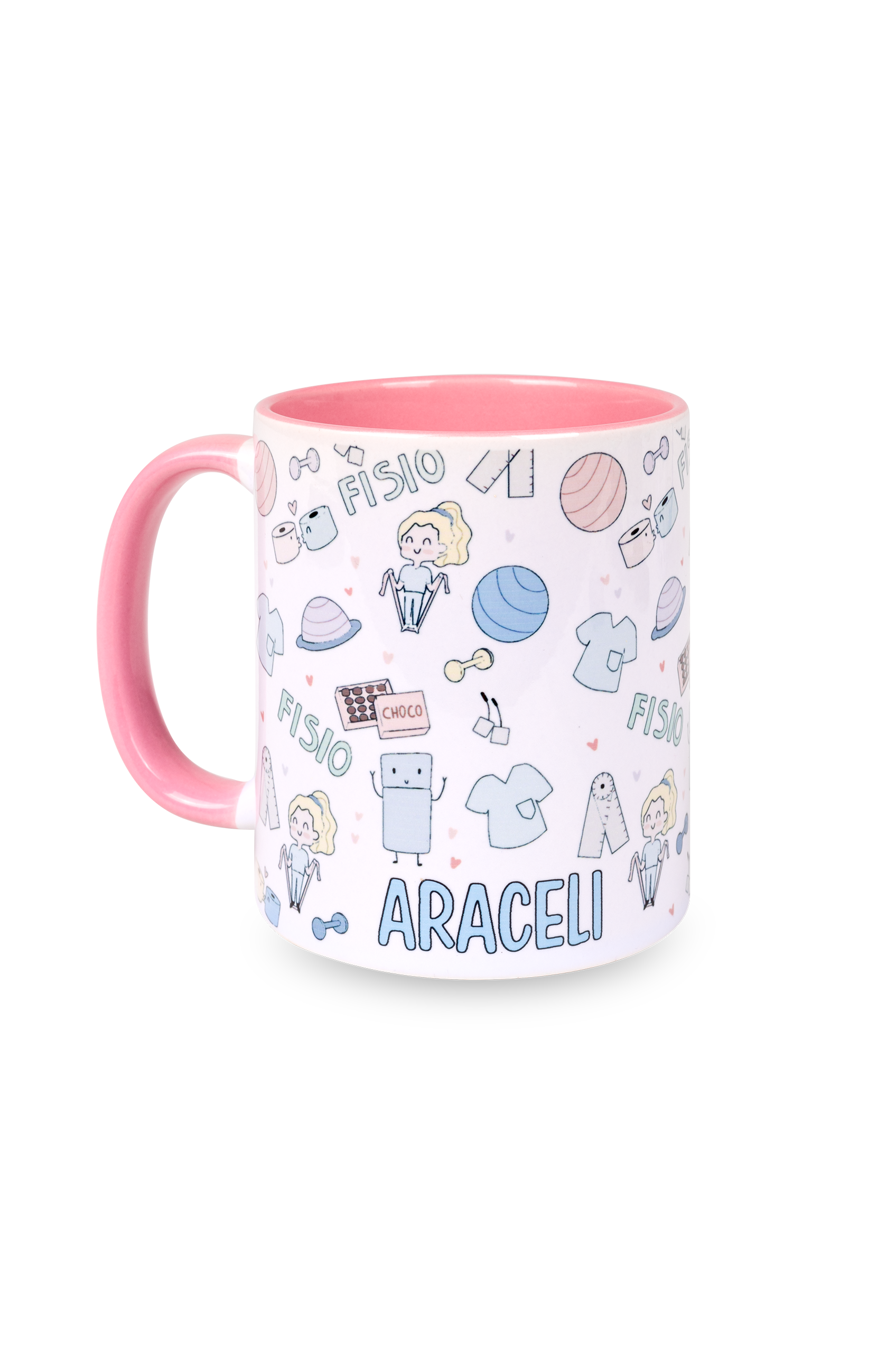 Personalized pink ceramic mug - Pastel Physio