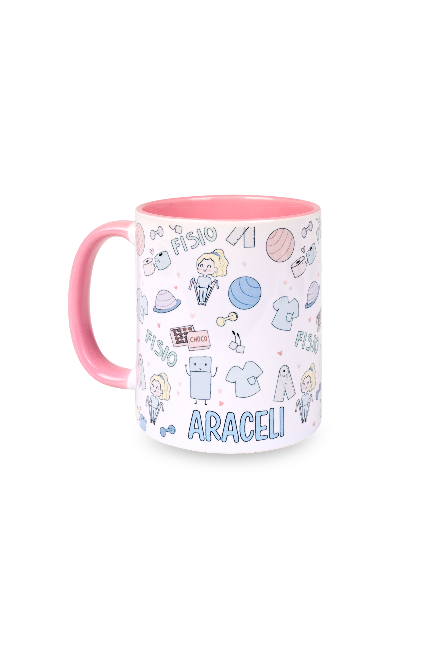 Caneca cerâmica personalizável rosa - Fisioterapeuta pastel-1