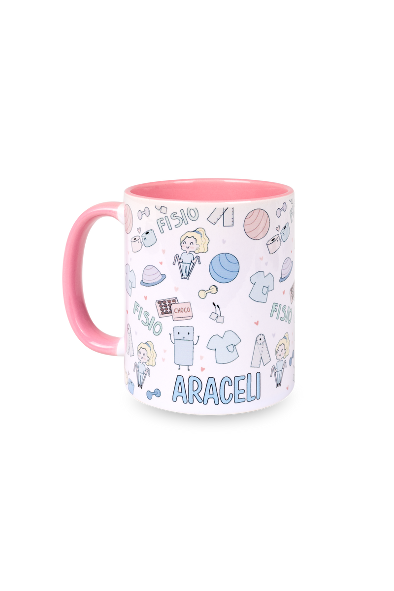 Caneca cerâmica personalizável rosa - Fisioterapeuta pastel-zoom-