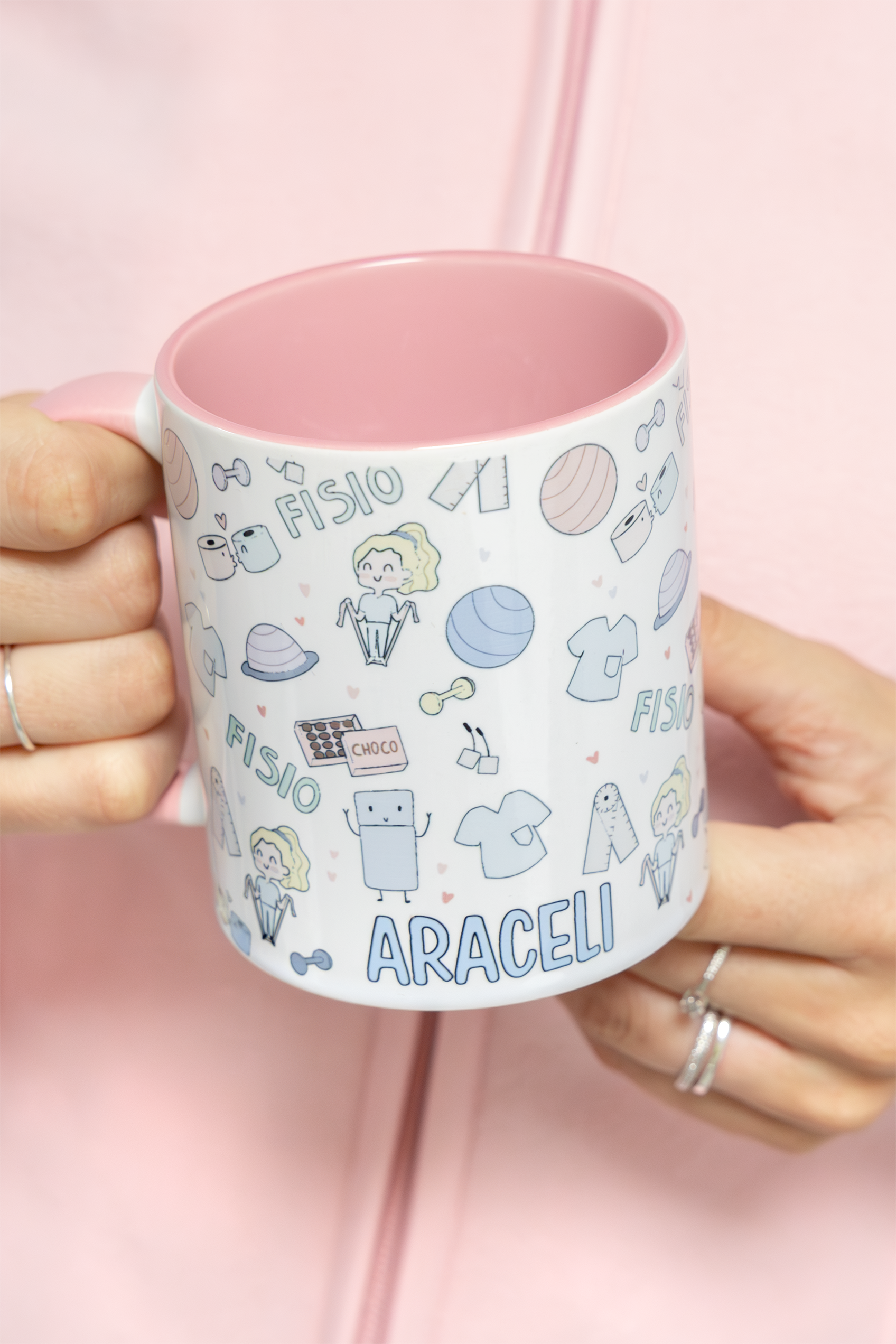 Personalized pink ceramic mug - Pastel Physio