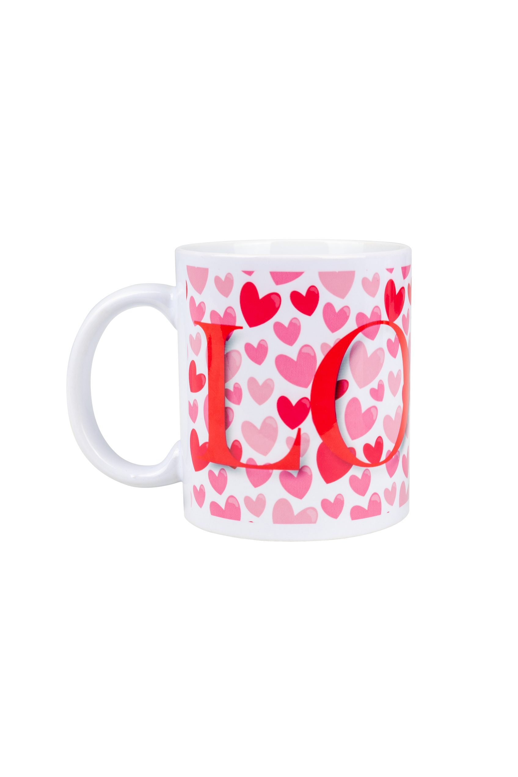 White ceramic mug - Hearts