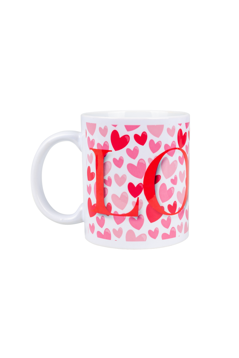 White ceramic mug - Hearts-zoom-