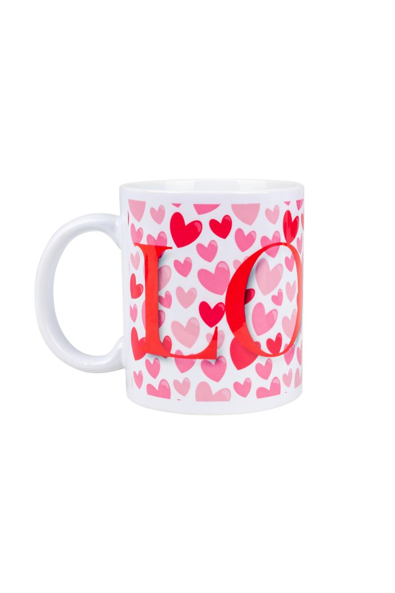 Caneca cerâmica branca - Corações-zoom-