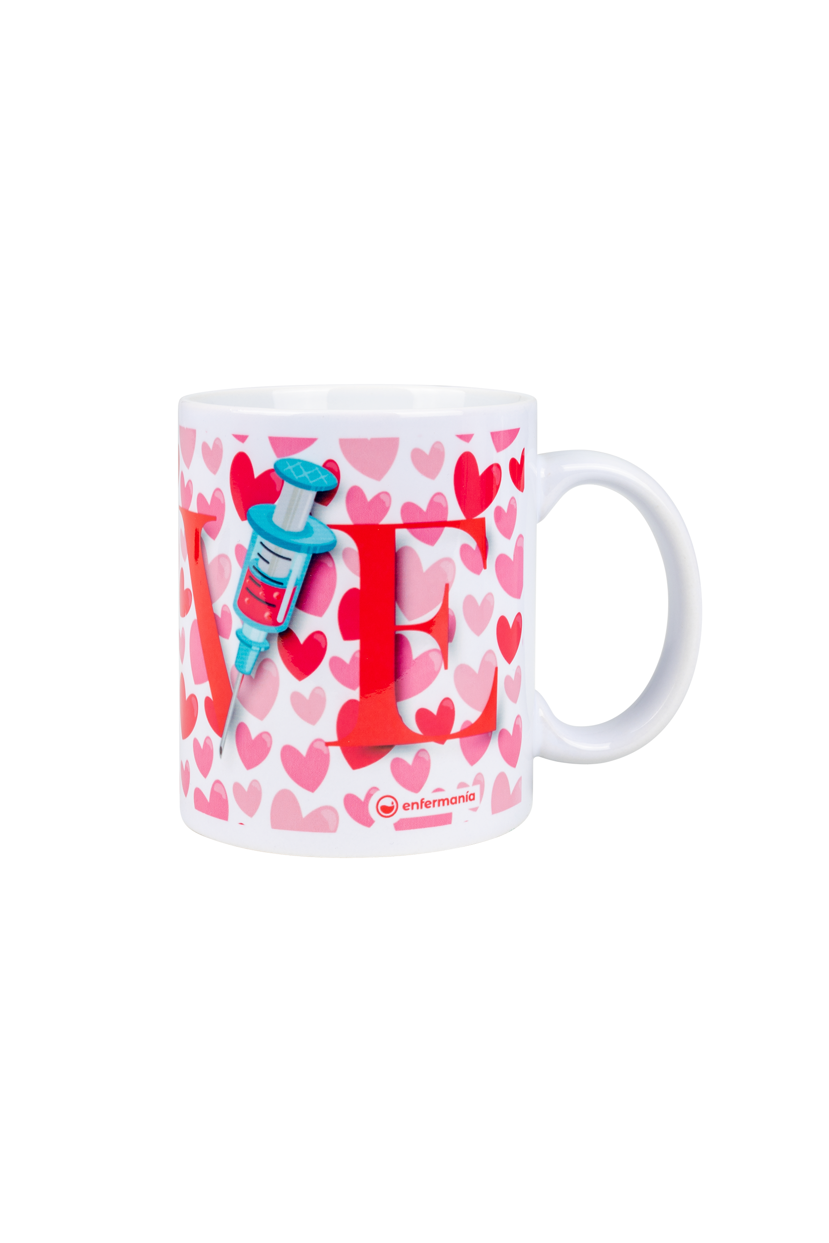 White ceramic mug - Hearts