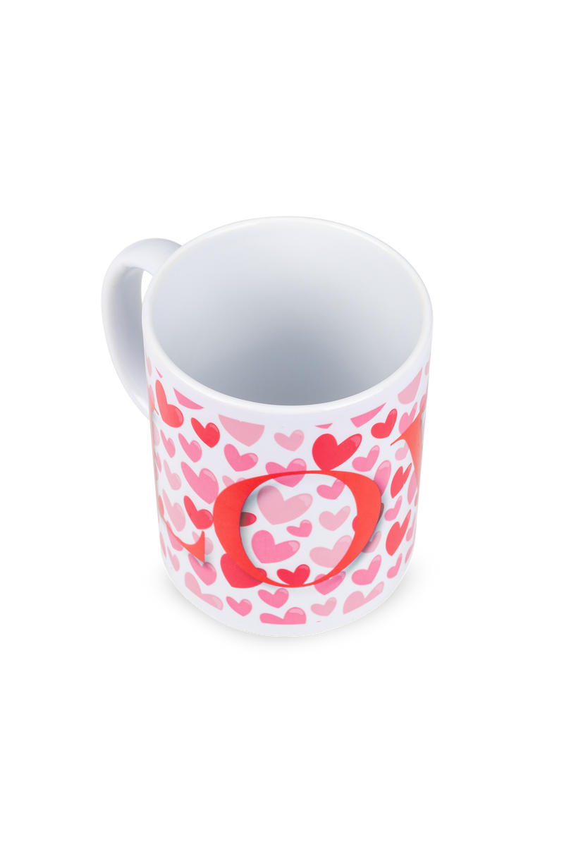 White ceramic mug - Hearts-zoom-