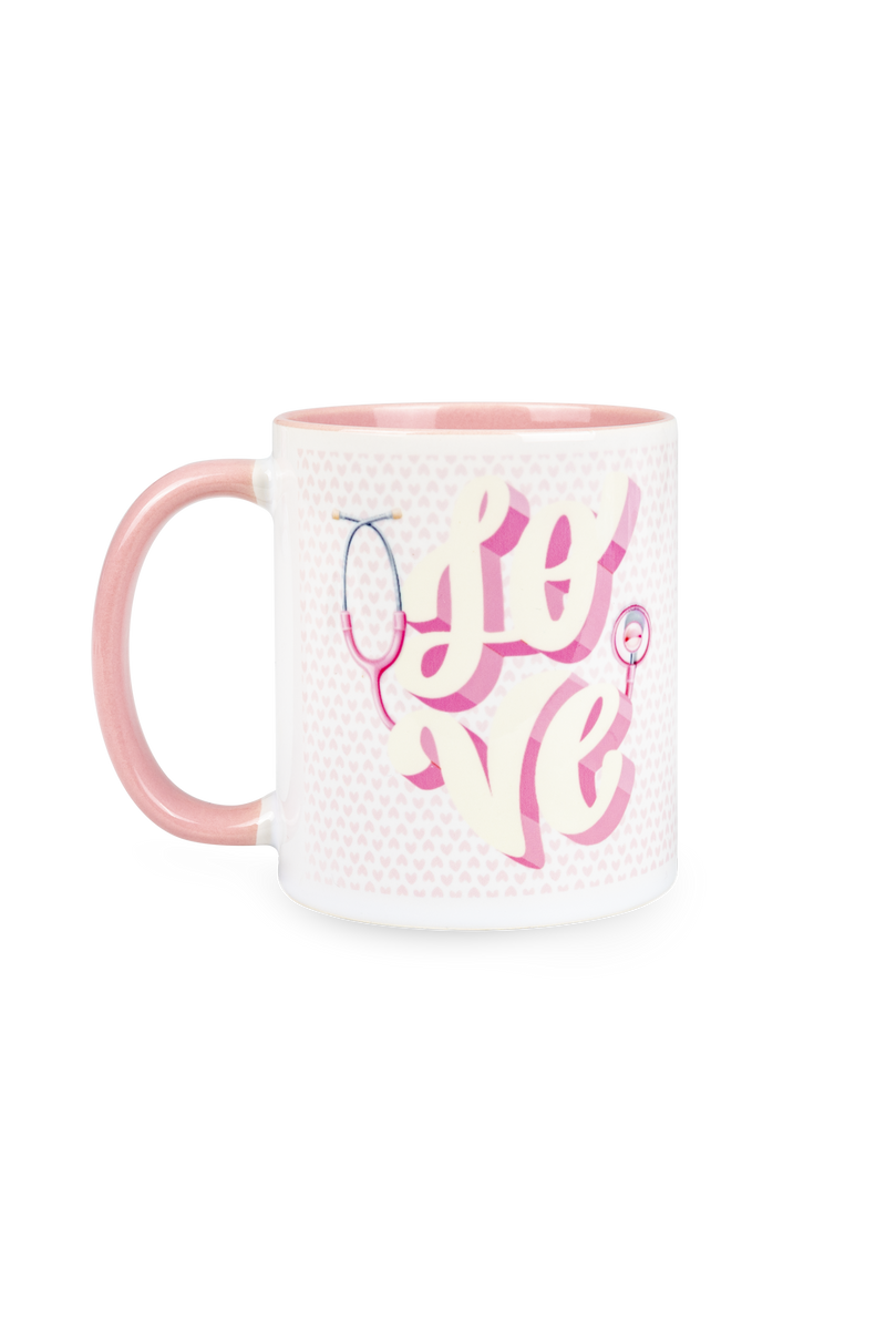 Caneca cerâmica rosa - Love-zoom-