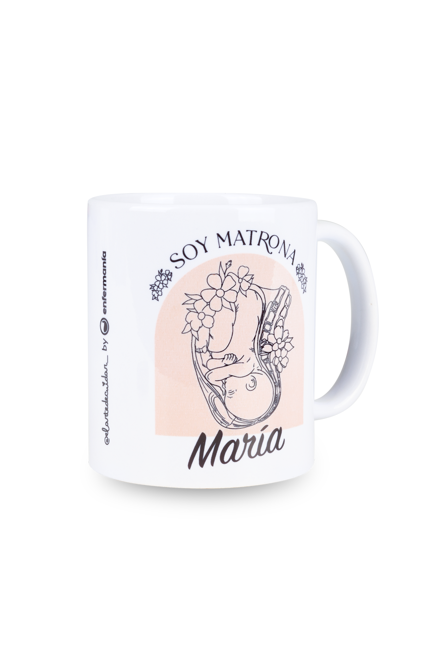 White ceramic mug - I am a midwife @elartedecuidar-3