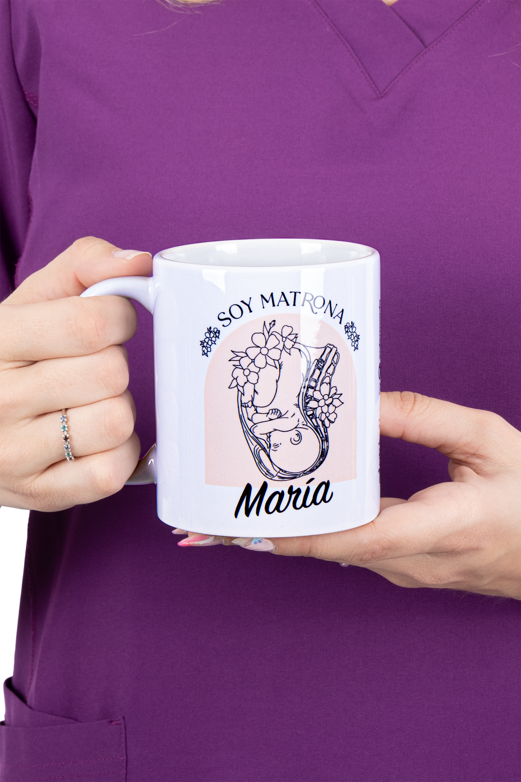 White ceramic mug - I am a midwife @elartedecuidar-2