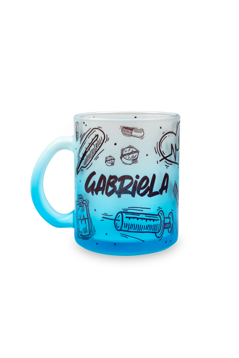 Blue glass bottle and mug set - Motion-zoom-