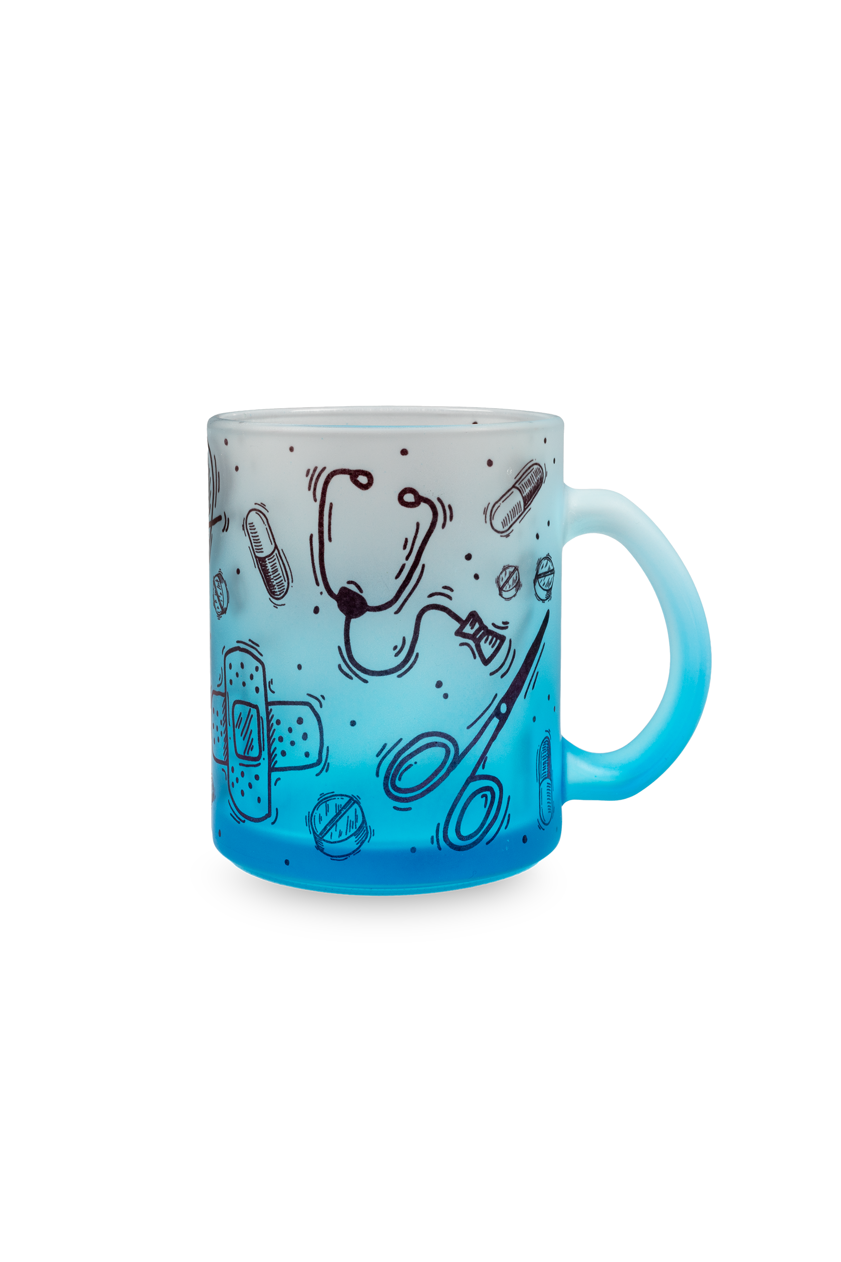 Blue glass bottle and mug set - Motion-4