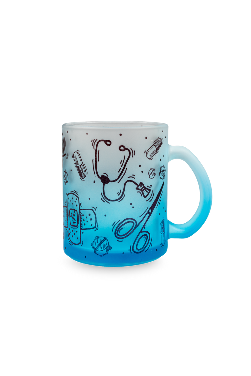 Blue glass bottle and mug set - Motion-zoom-