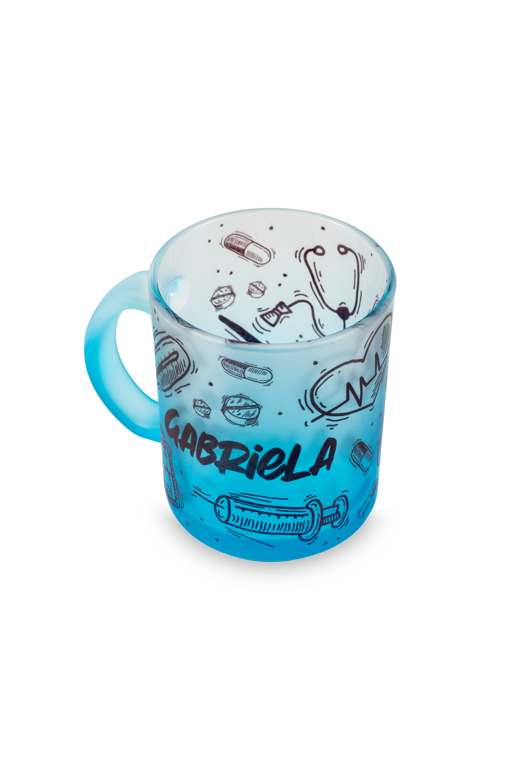 Blue glass bottle and mug set - Motion-zoom-5