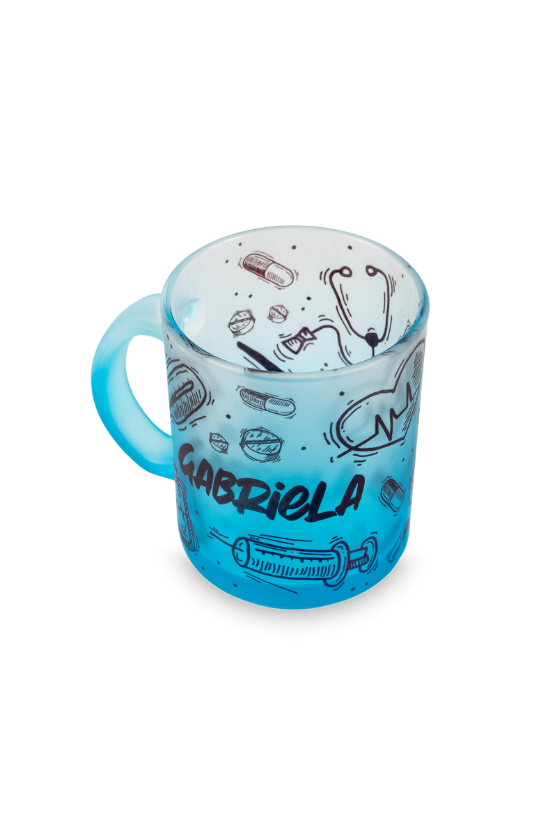 Blue glass bottle and mug set - Motion-zoom-