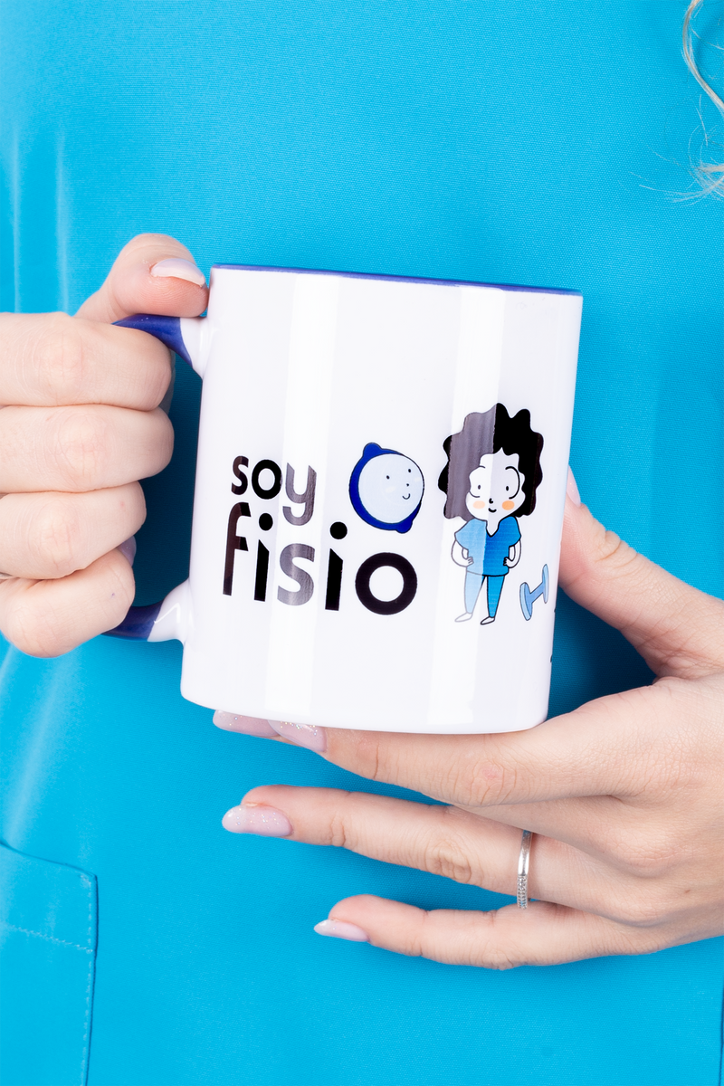 Customizable navy blue ceramic mug - I'm a physiotherapist-zoom-