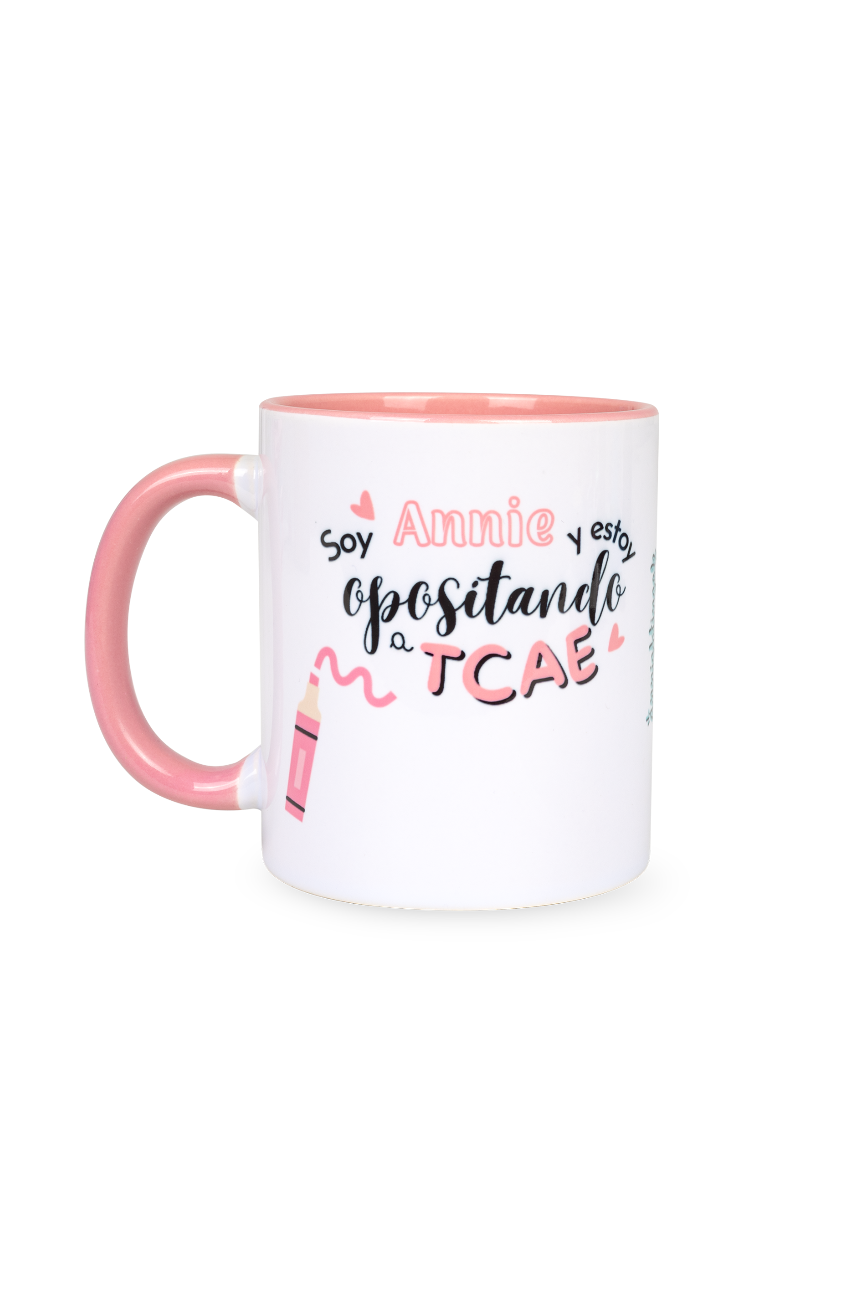 Caneca cerâmica personalizável rosa - A opositora de TCAE @anni.ghtingale