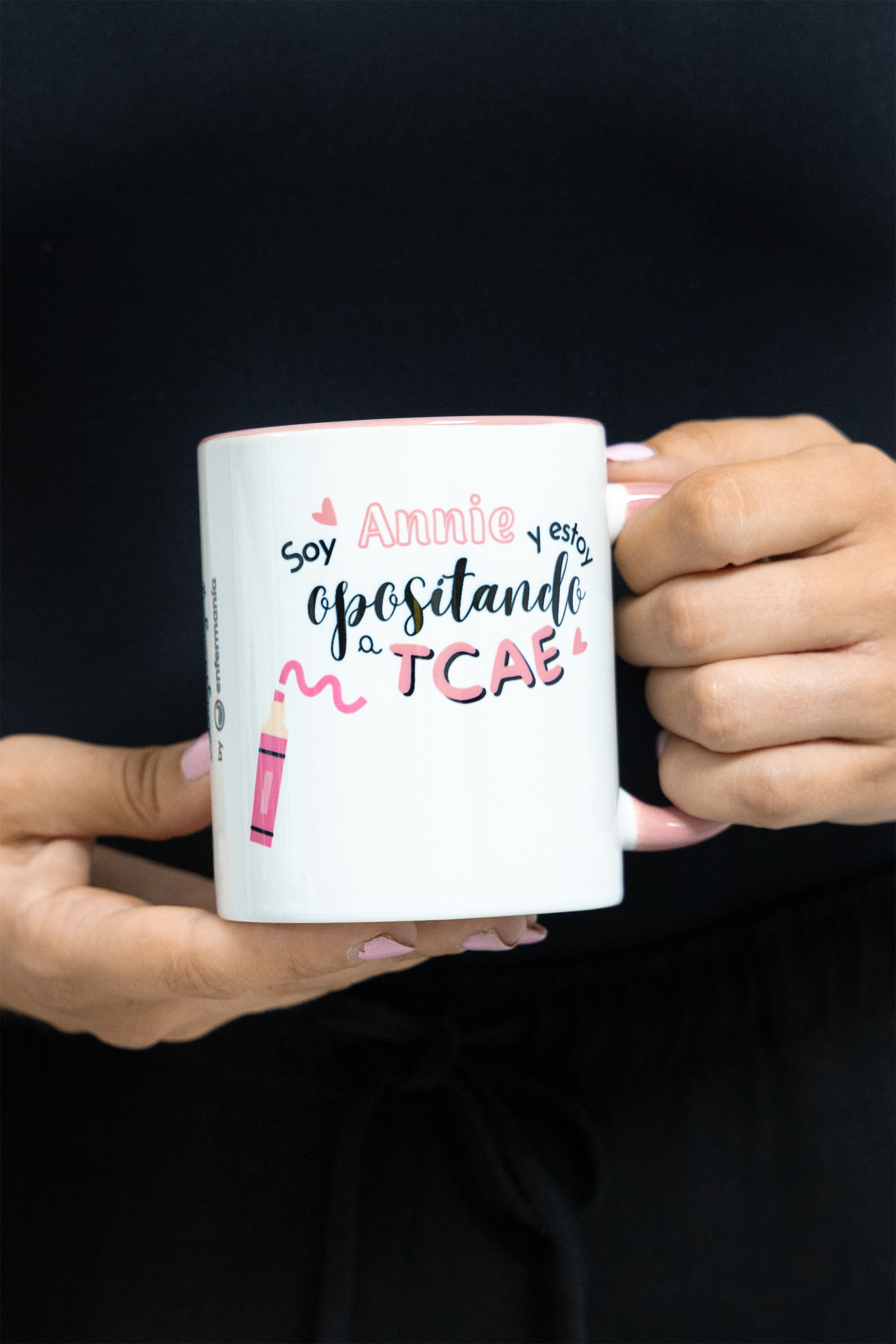Pink customizable ceramic mug - Opposing TCAE @anni.ghtingale-4
