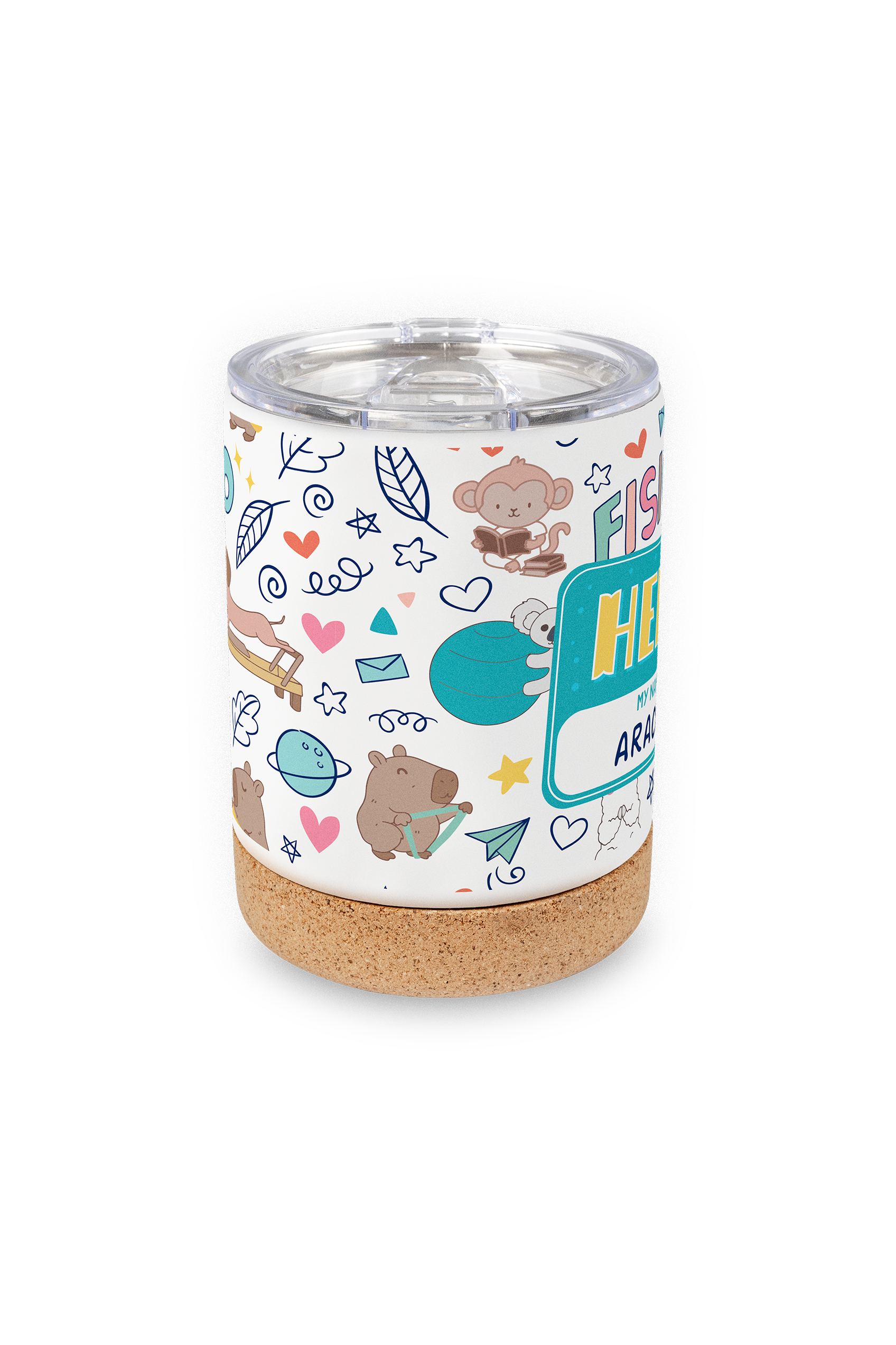 Steel Thermal Mug with Cork Base – Fisio Animals-2