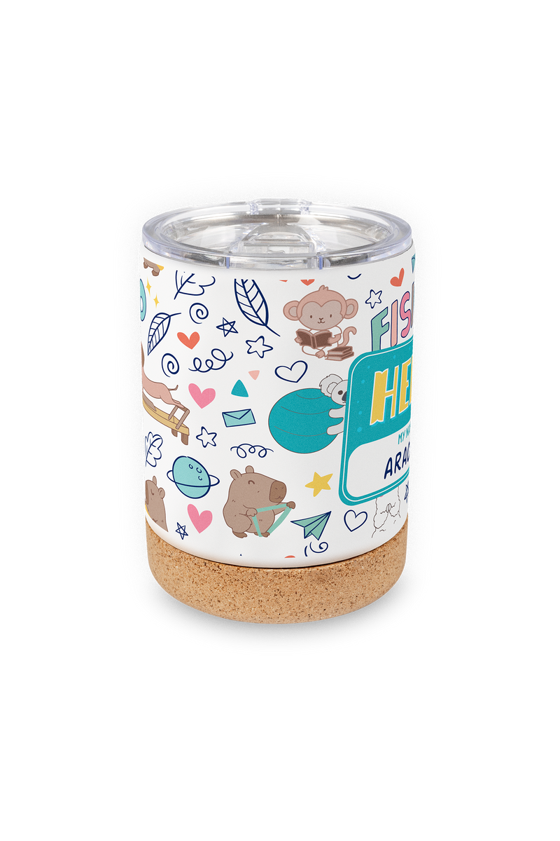 Stainless steel bottle and mug set - Animalitos Fisio-zoom-