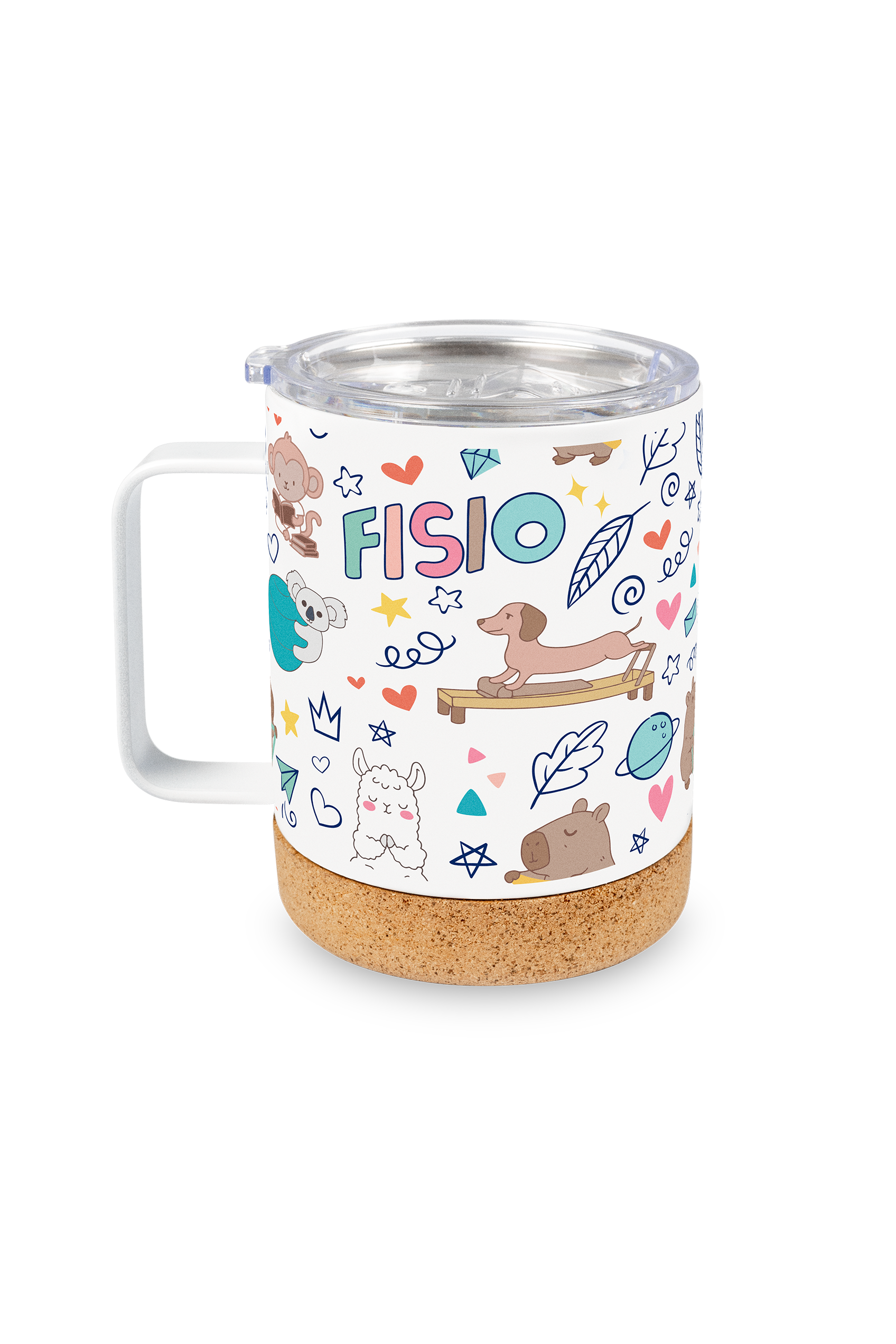 Steel Thermal Mug with Cork Base – Fisio Animals-zoom-4