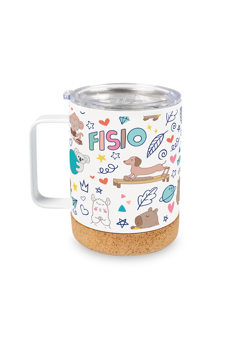 Stainless steel bottle and mug set - Animalitos Fisio-zoom-