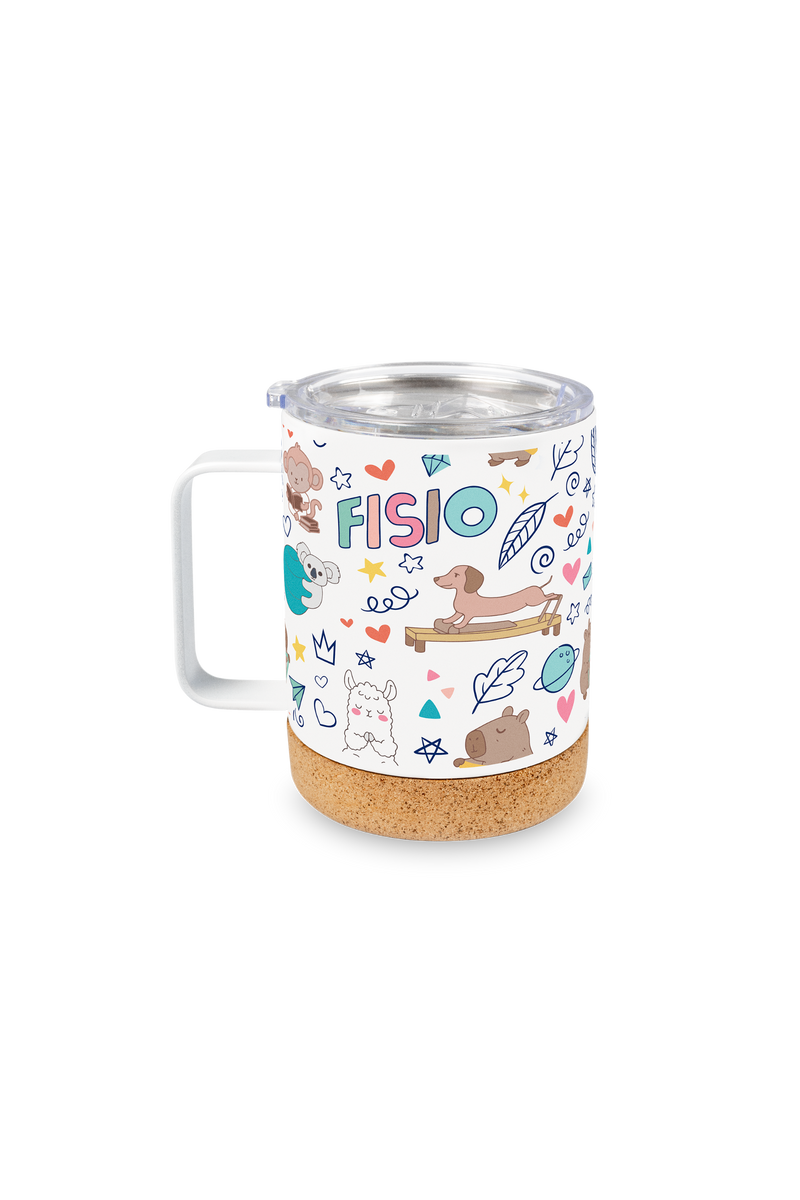 Steel Thermal Mug with Cork Base – Fisio Animals-zoom-