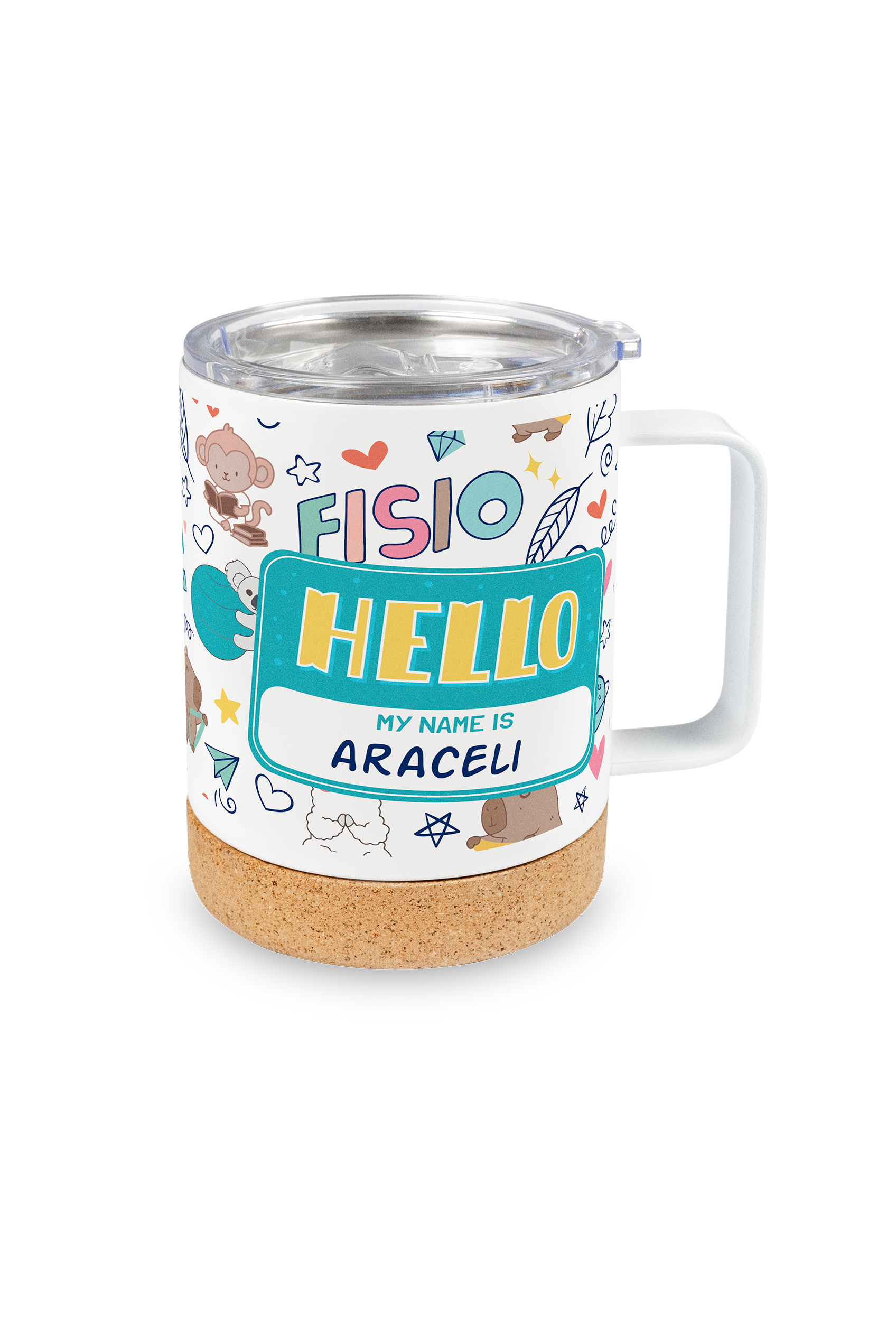 Stainless steel bottle and mug set - Animalitos Fisio-5
