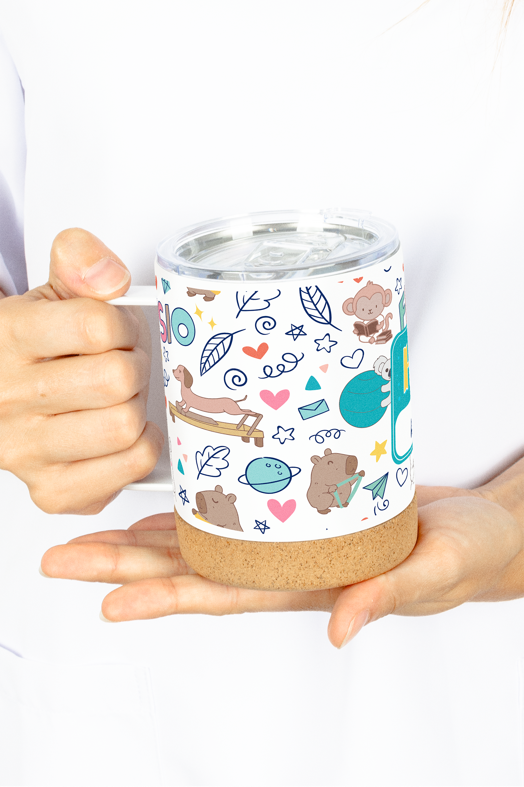 Steel Thermal Mug with Cork Base – Fisio Animals-zoom-6