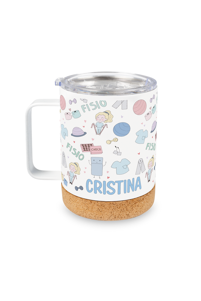 Personalized stainless steel bottle and mug set - Fisio Pastel @fisiode_mente-zoom-