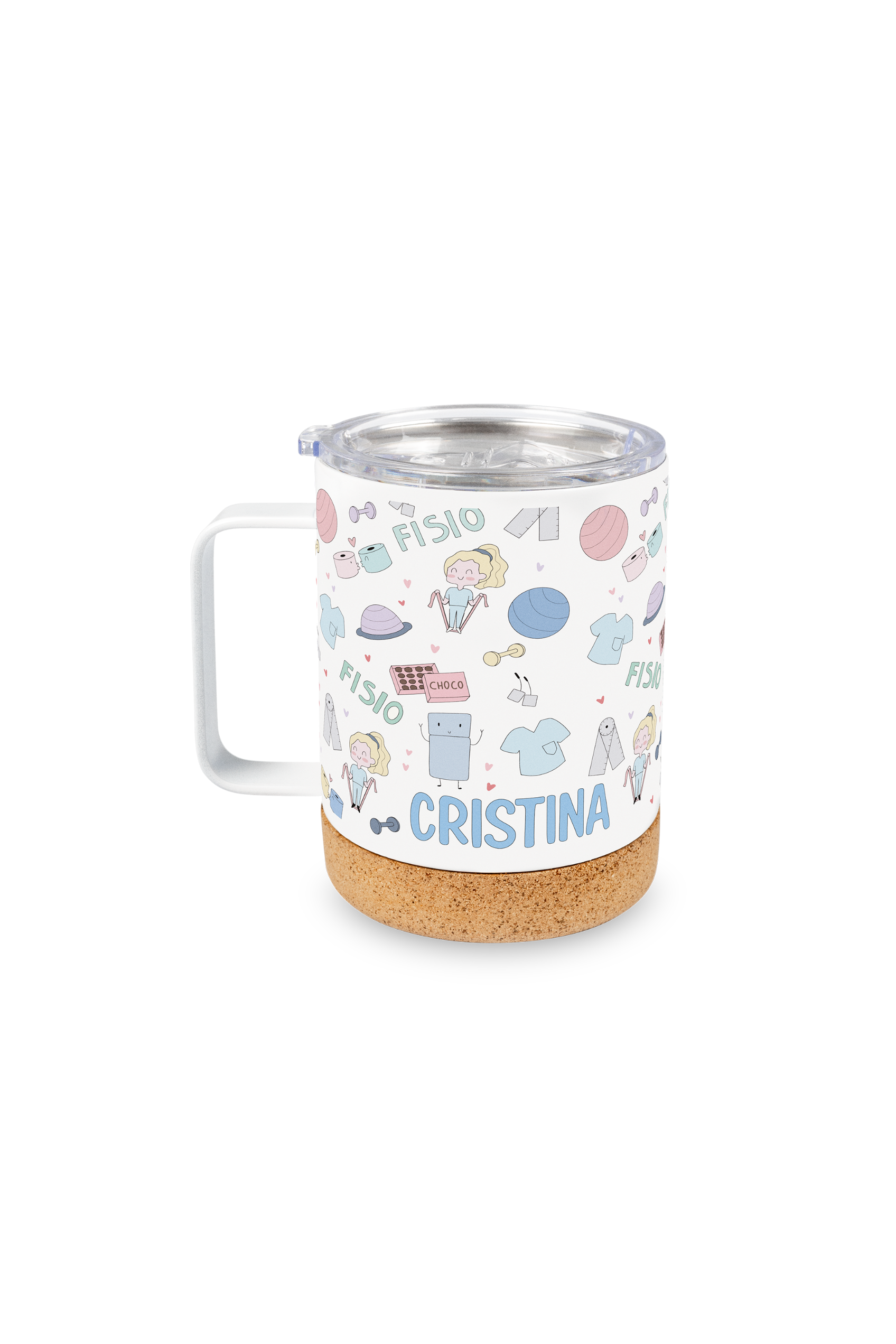 Caneca Térmica de Aço com Base de Cortiça – Fisio Pastel-zoom-1