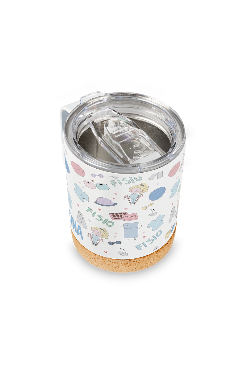 Steel Thermal Mug with Cork Base – Fisio Pastel-zoom-