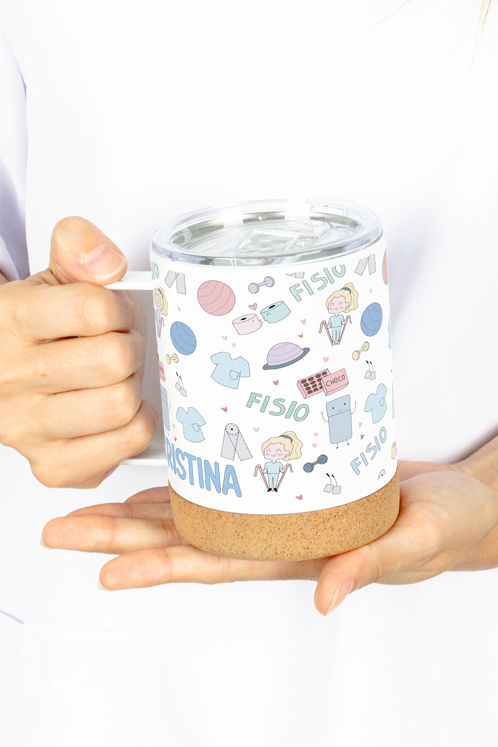 Steel Thermal Mug with Cork Base – Fisio Pastel-6