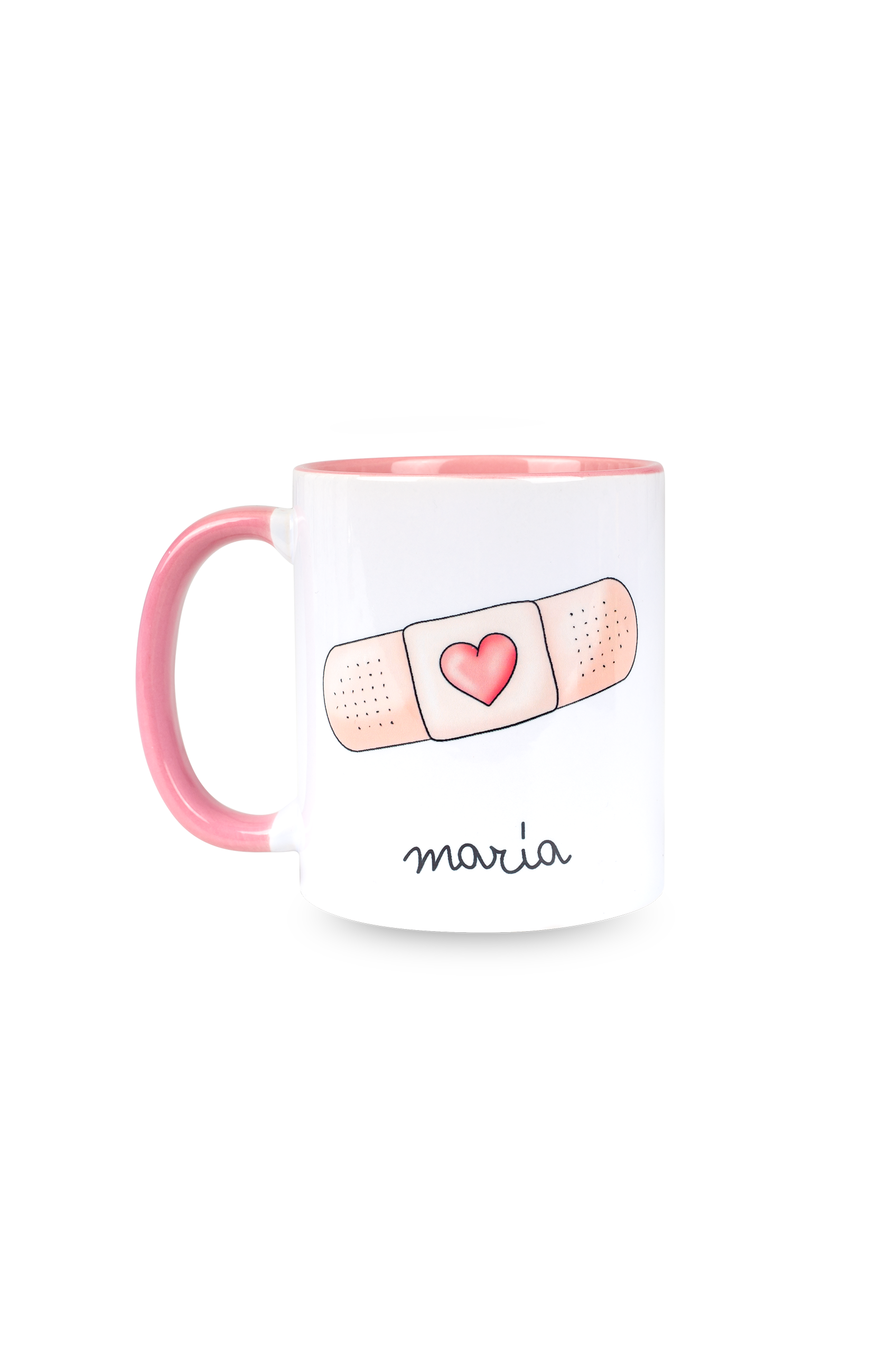 Personalized pink ceramic mug - Band-Aid @elartedecuidar