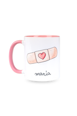 Caneca cerâmica personalizável rosa - Band-aid @elartedecuidar
