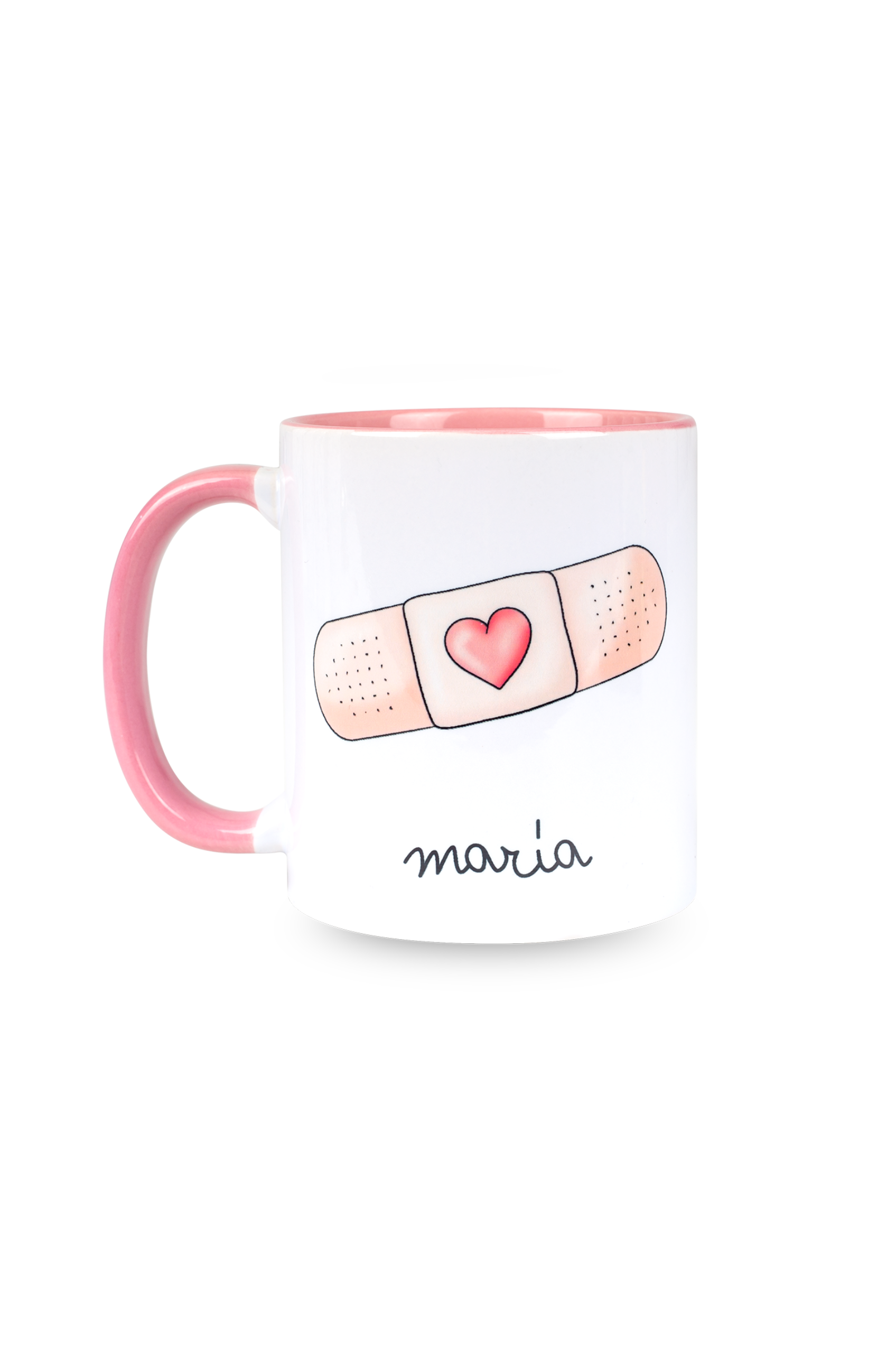 Caneca cerâmica personalizável rosa - Band-aid @elartedecuidar