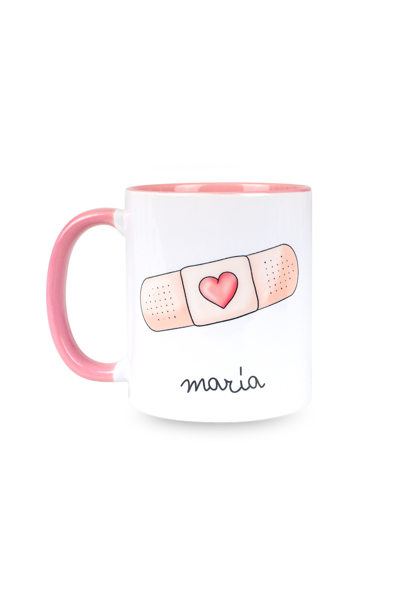 Caneca cerâmica personalizável rosa - Band-aid @elartedecuidar-zoom-