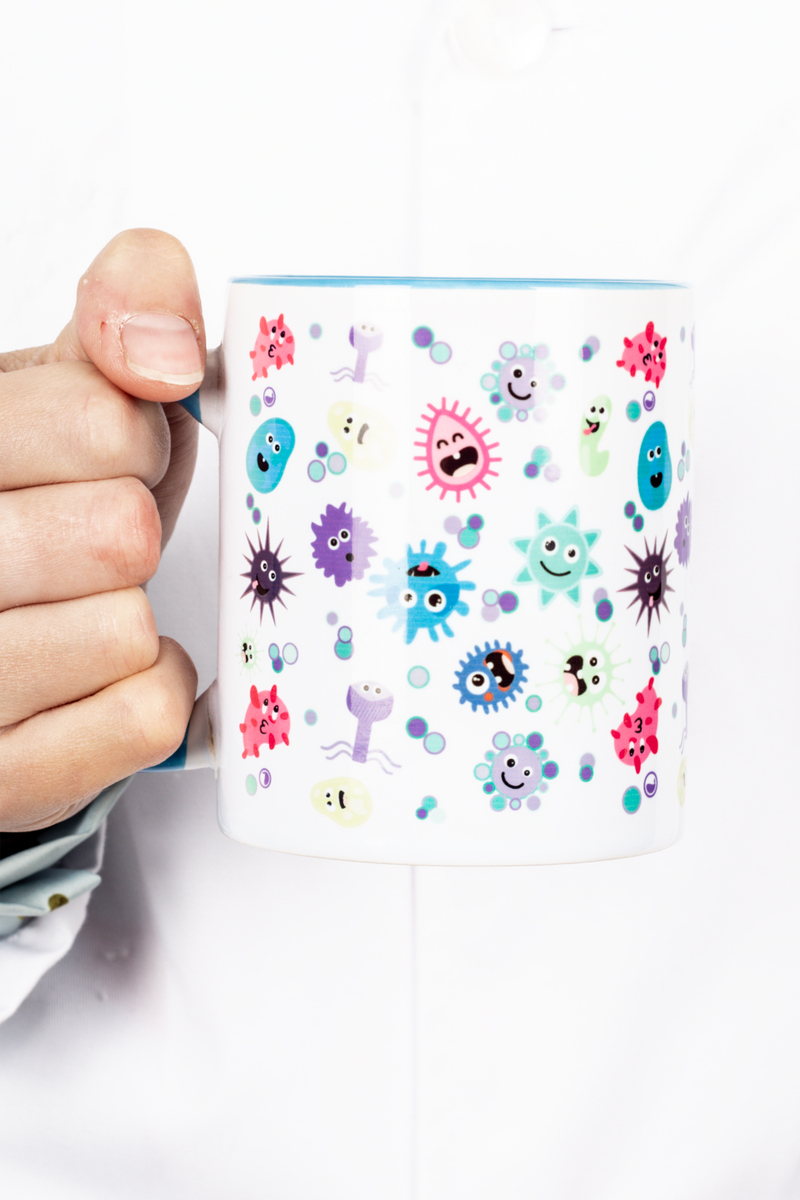 Light Blue Customizable Ceramic Mug - Virus-zoom-