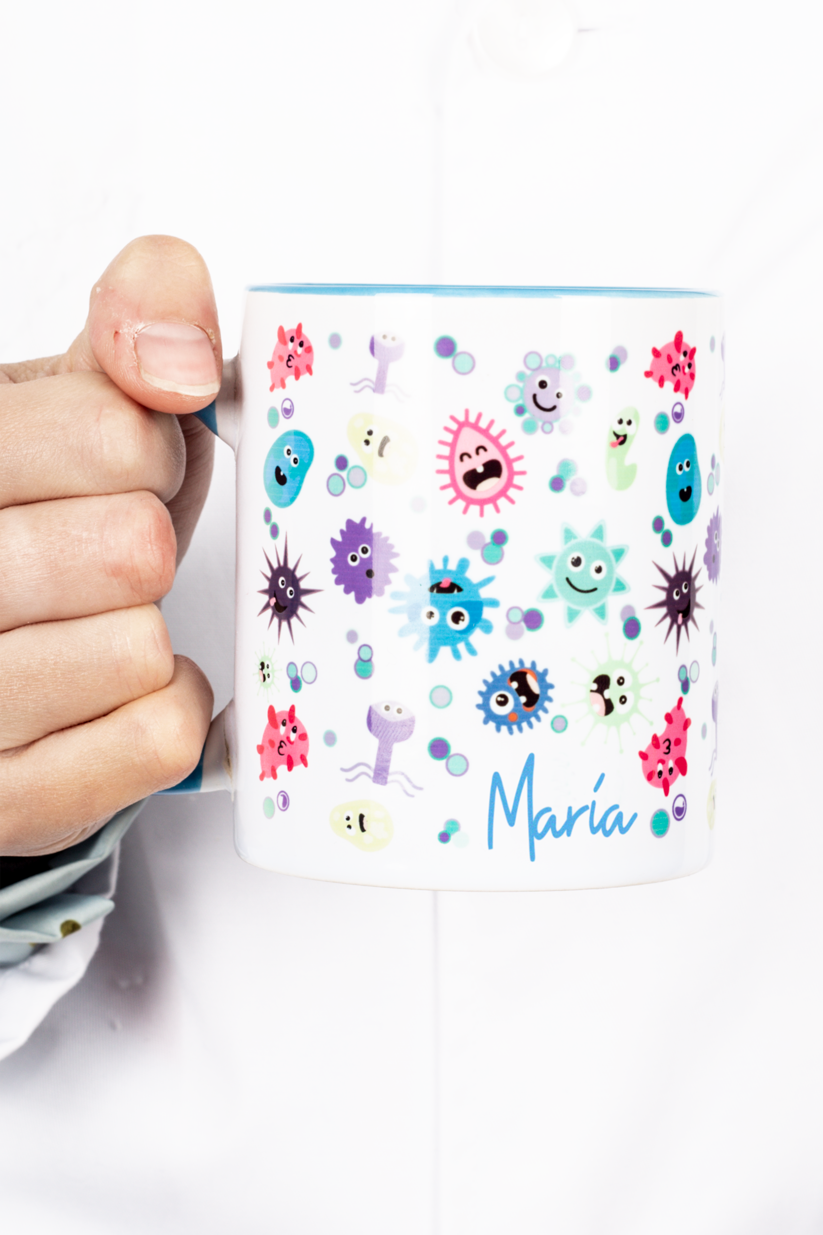 Caneca de cerâmica personalizável azul claro - Vírus-2