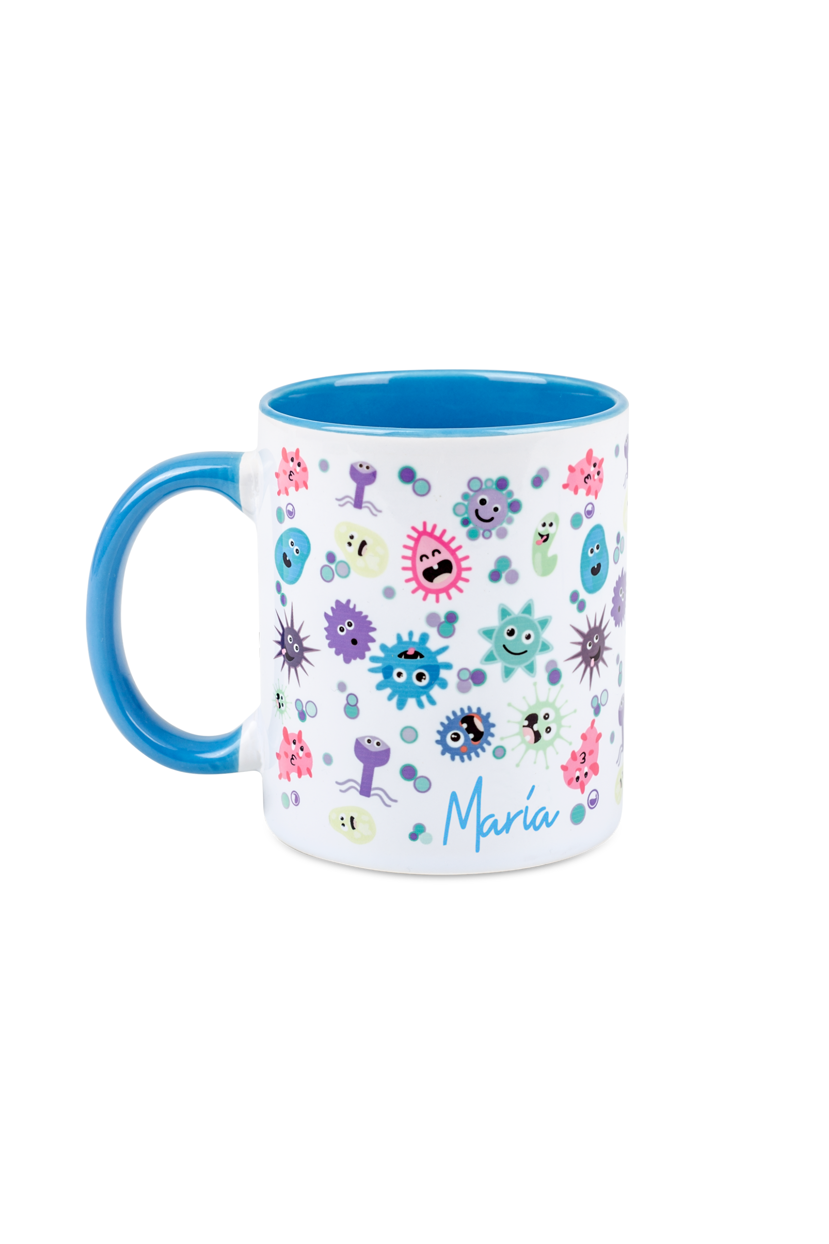 Caneca de cerâmica personalizável azul claro - Vírus