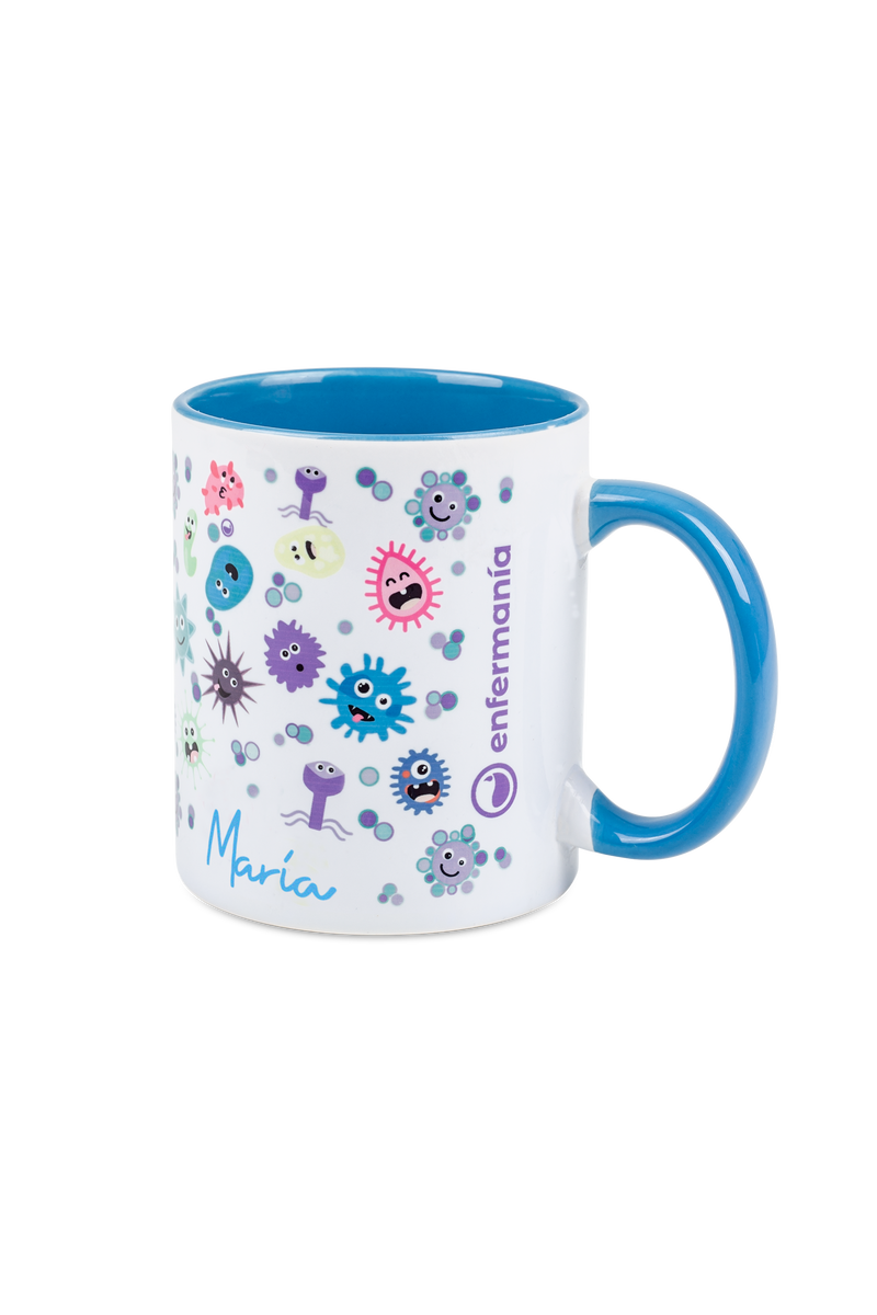 Caneca de cerâmica personalizável azul claro - Vírus-zoom-