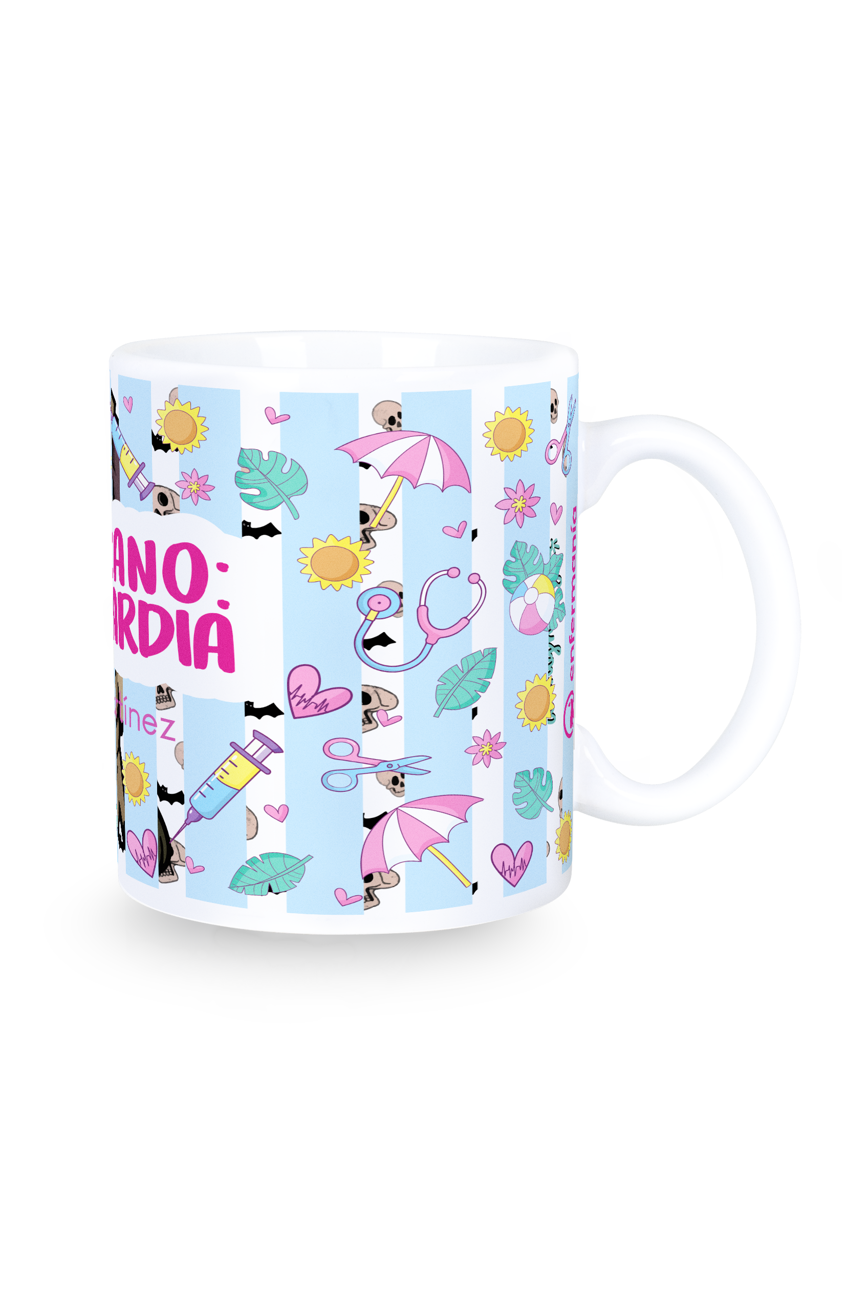 Detalle del diseño de la taza cerámica Colección Verano