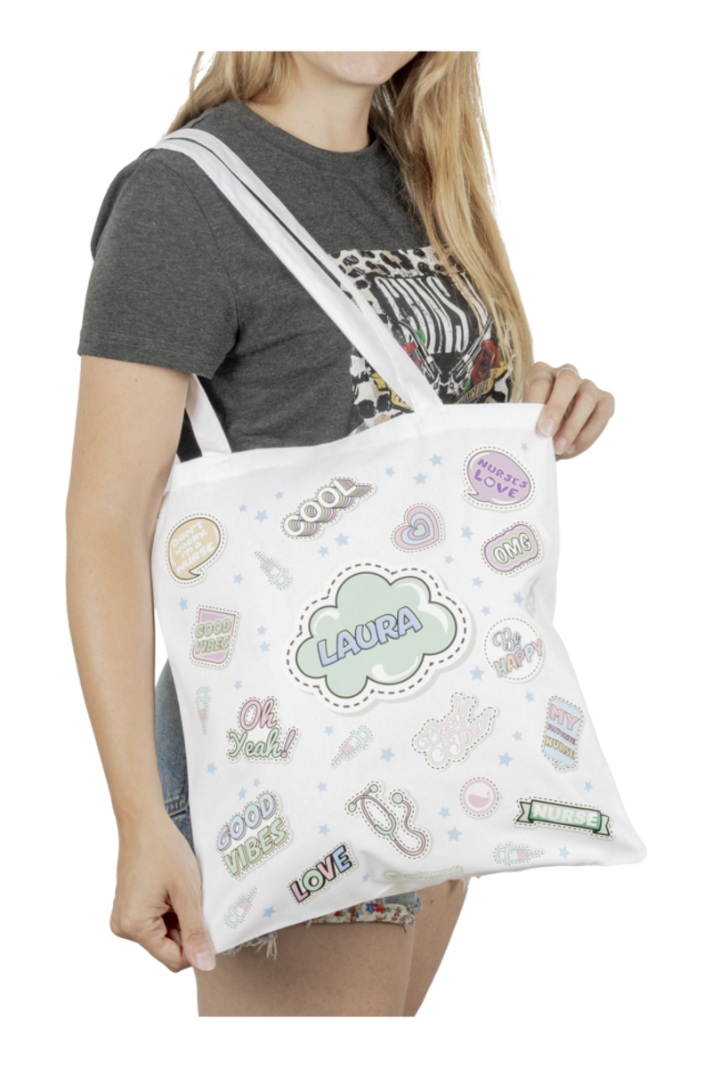 Saco Tote Branco Personalizável – Stickers Collection-zoom-
