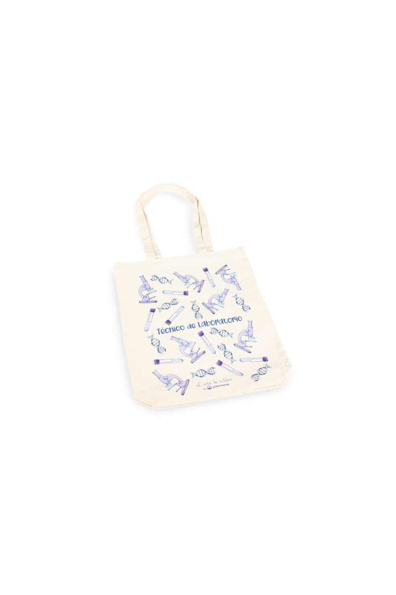 Natural cotton tote bag - Lab technician @elartedecuidar-zoom-