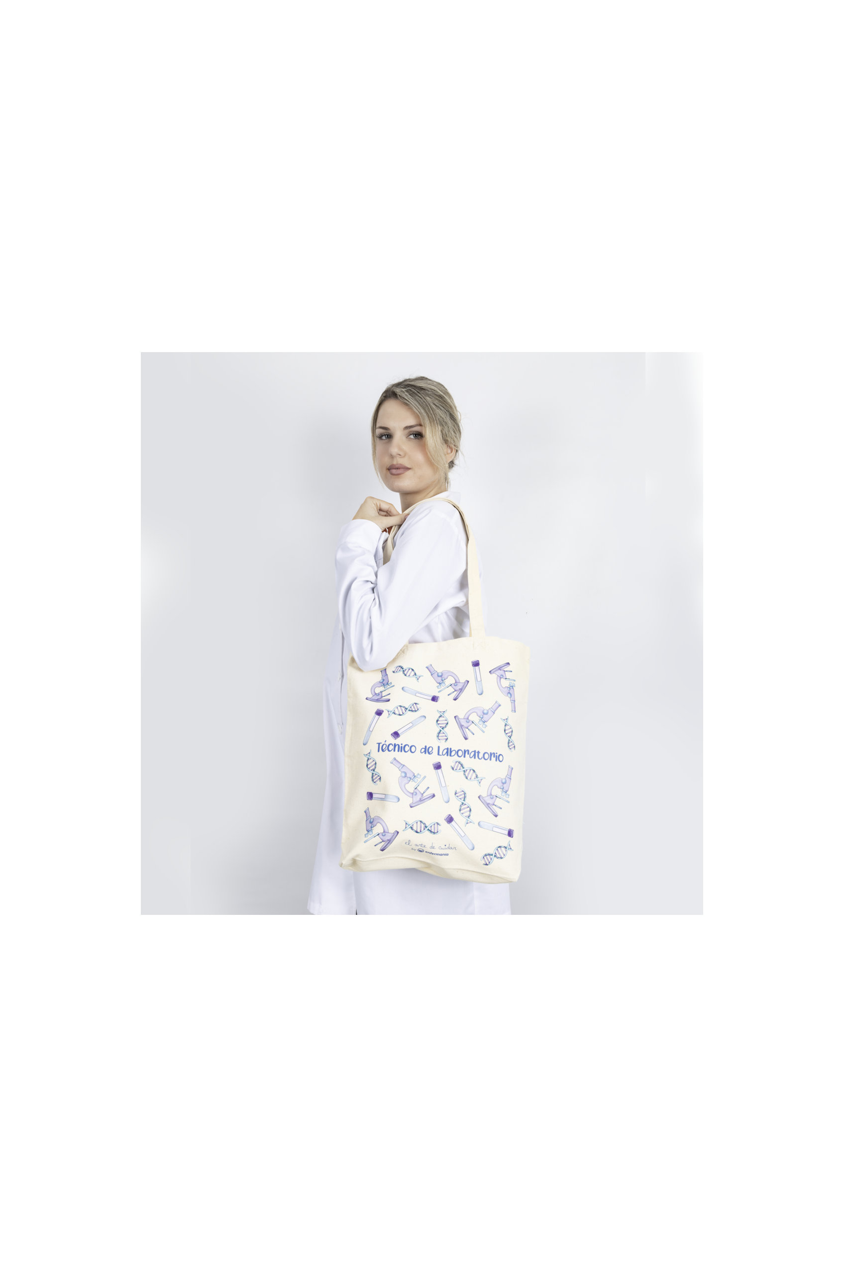 Natural cotton tote bag - Lab technician @elartedecuidar-zoom-2