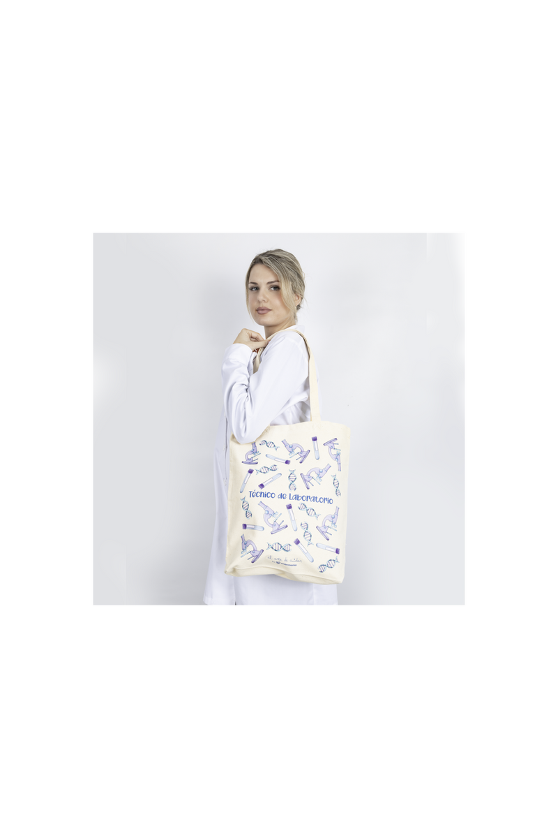 Natural cotton tote bag - Lab technician @elartedecuidar-zoom-