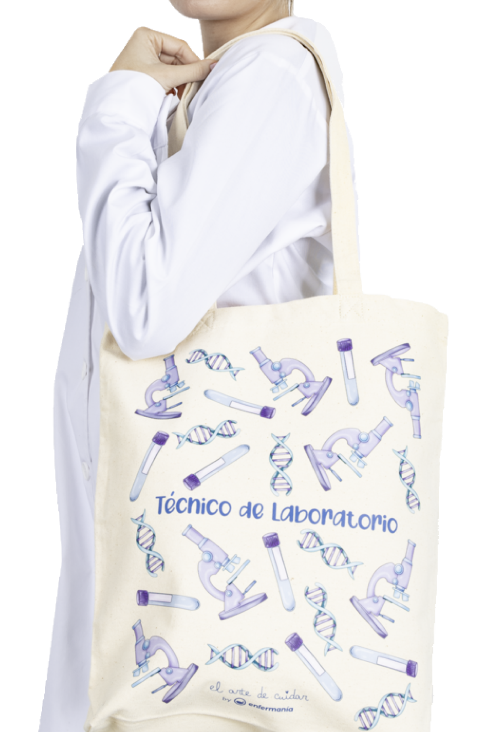 Bolsa Tote algodão natural - Técnico de laboratório @elartedecuidar-zoom-2
