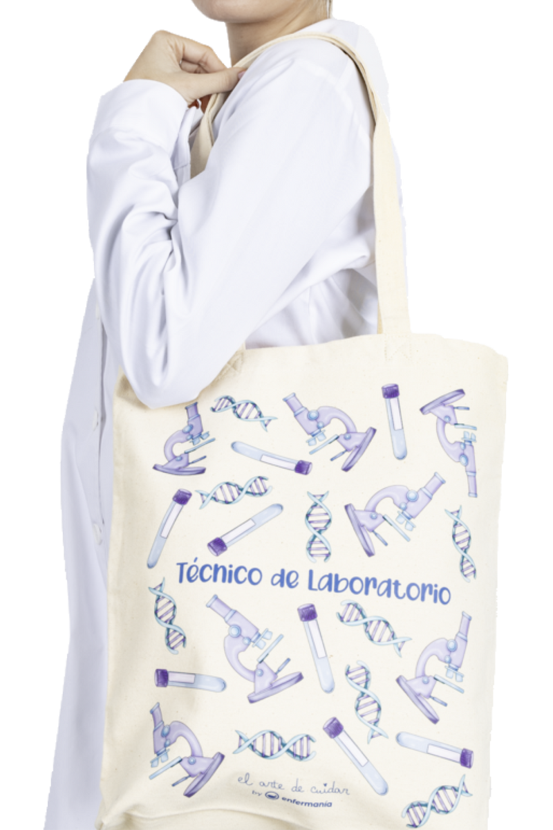 Bolsa Tote algodão natural - Técnico de laboratório @elartedecuidar-zoom-