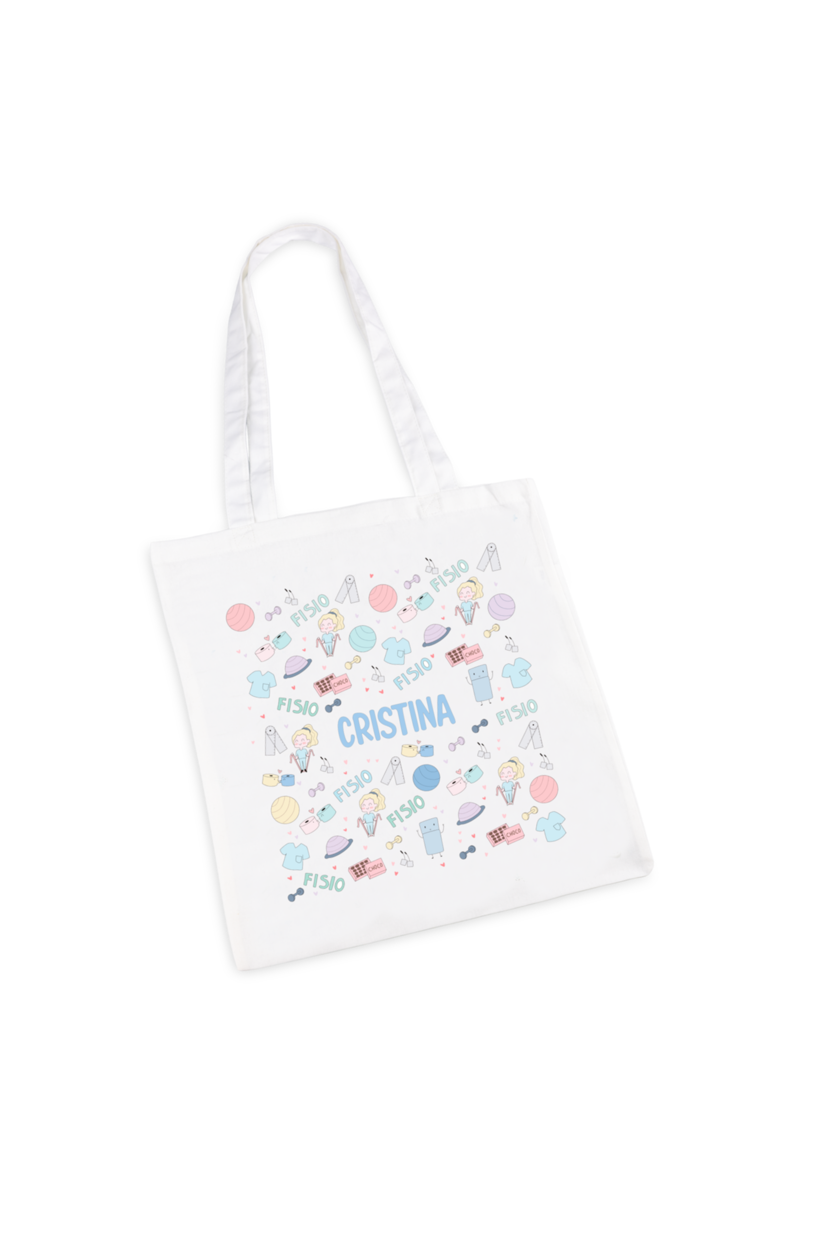 Customizable White Tote Bag – Fisio Pastel