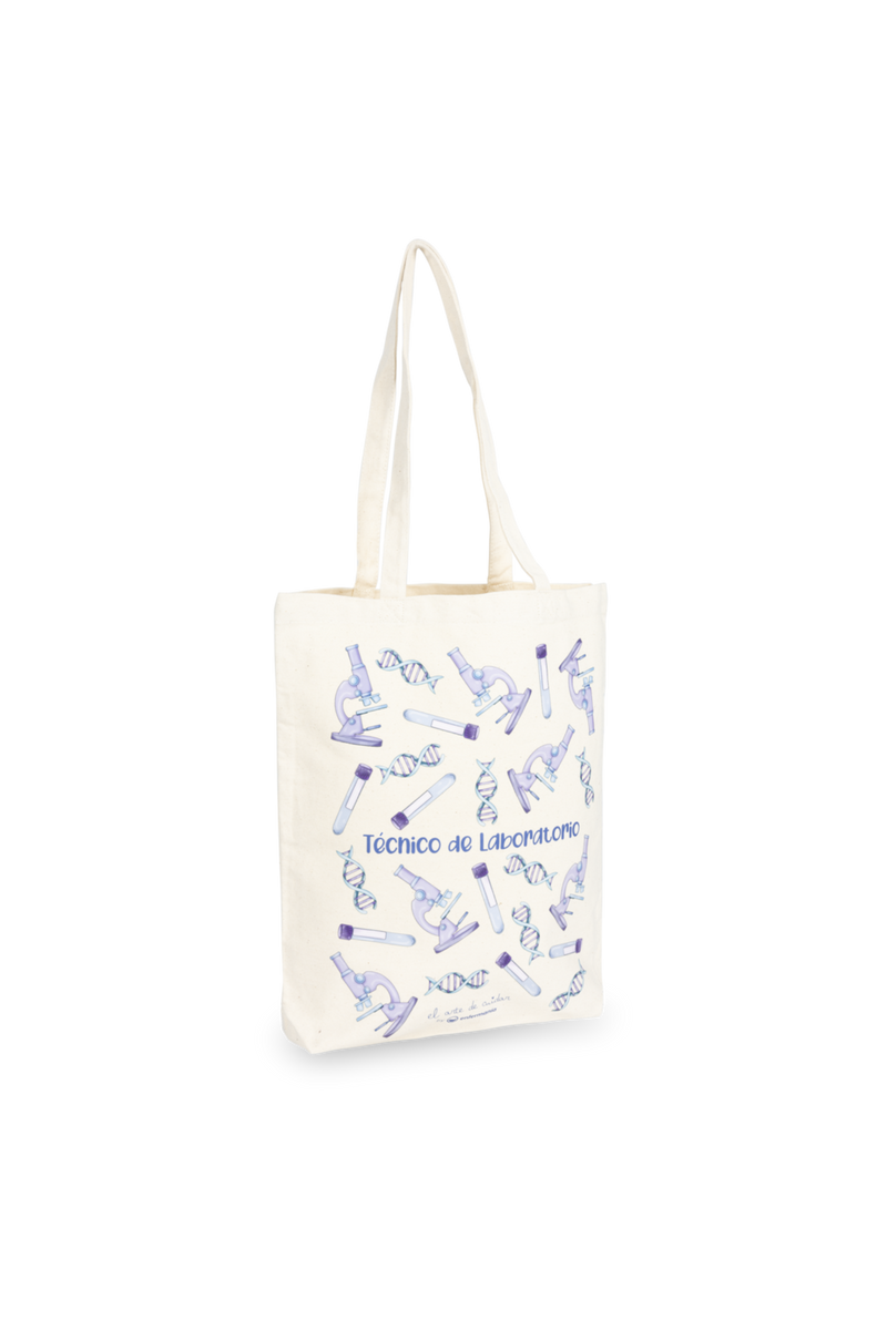 Natural cotton tote bag - Lab technician @elartedecuidar-zoom-