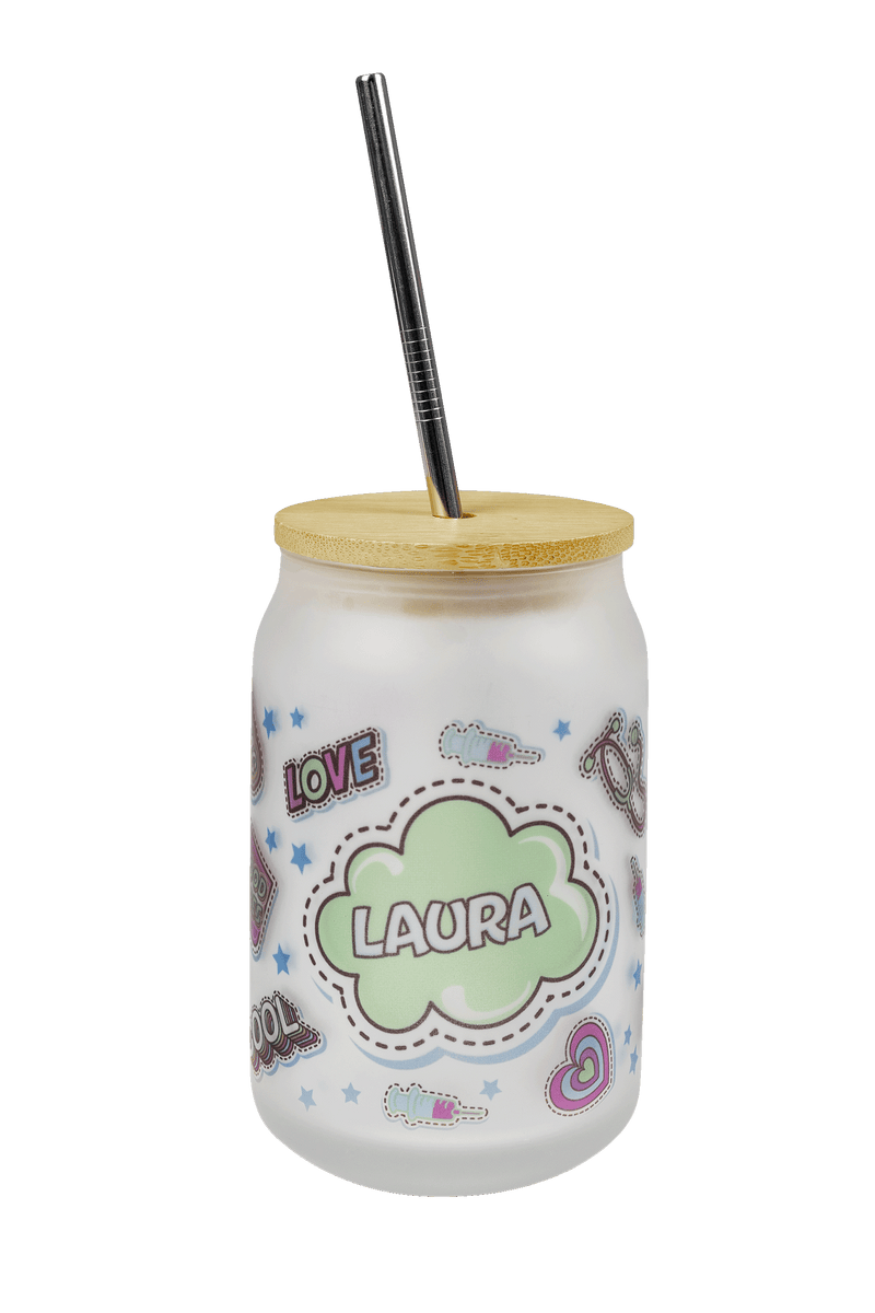 Glass bottle and mug set - Stickers-zoom-