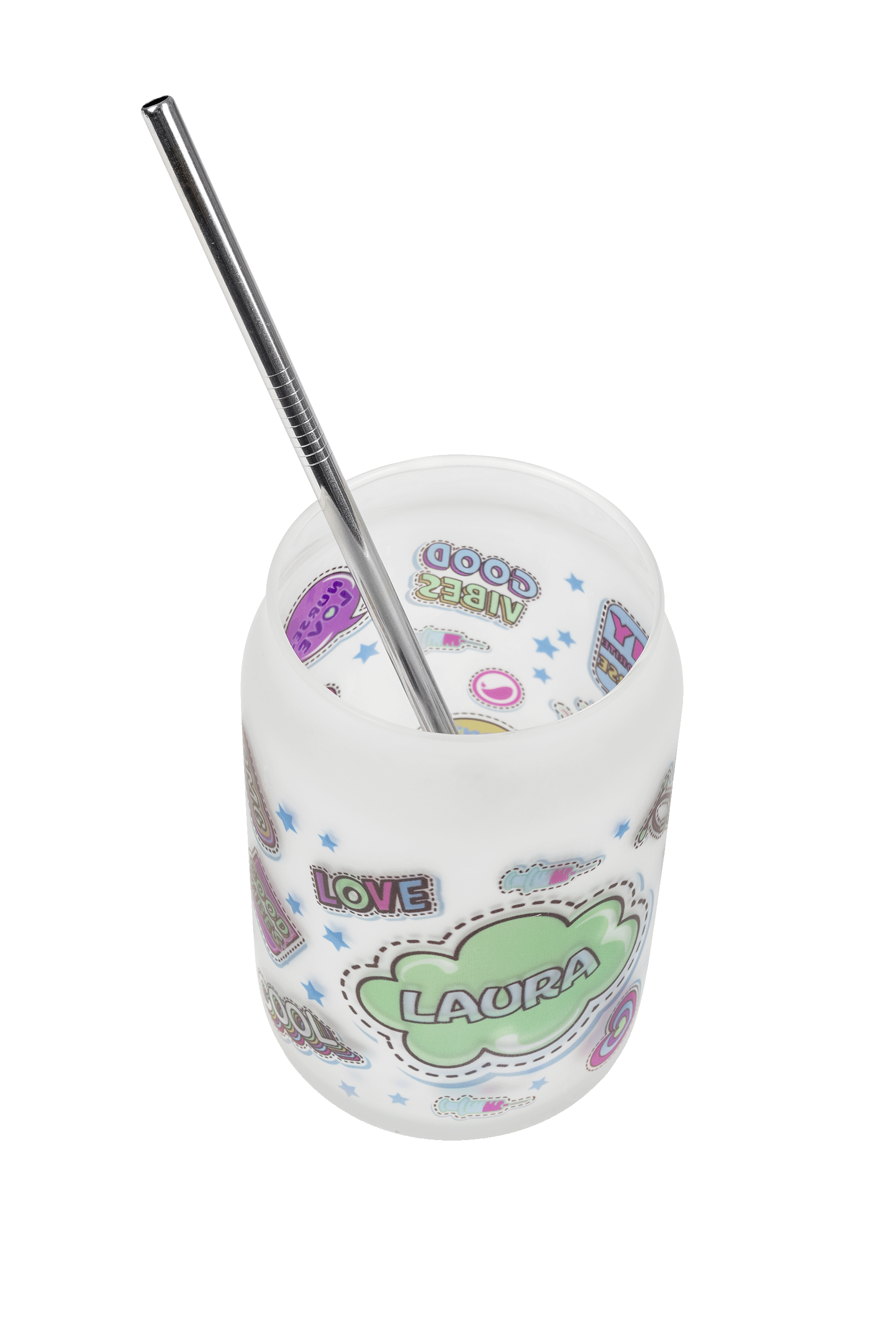 Customizable Cup with Lid and Straw – Stickers Collection-4